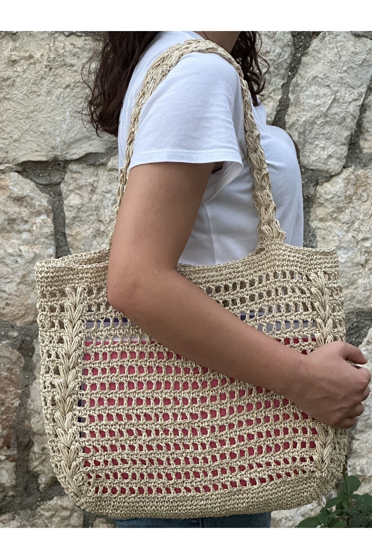 Handmade Kağıt İp Örgü Çanta