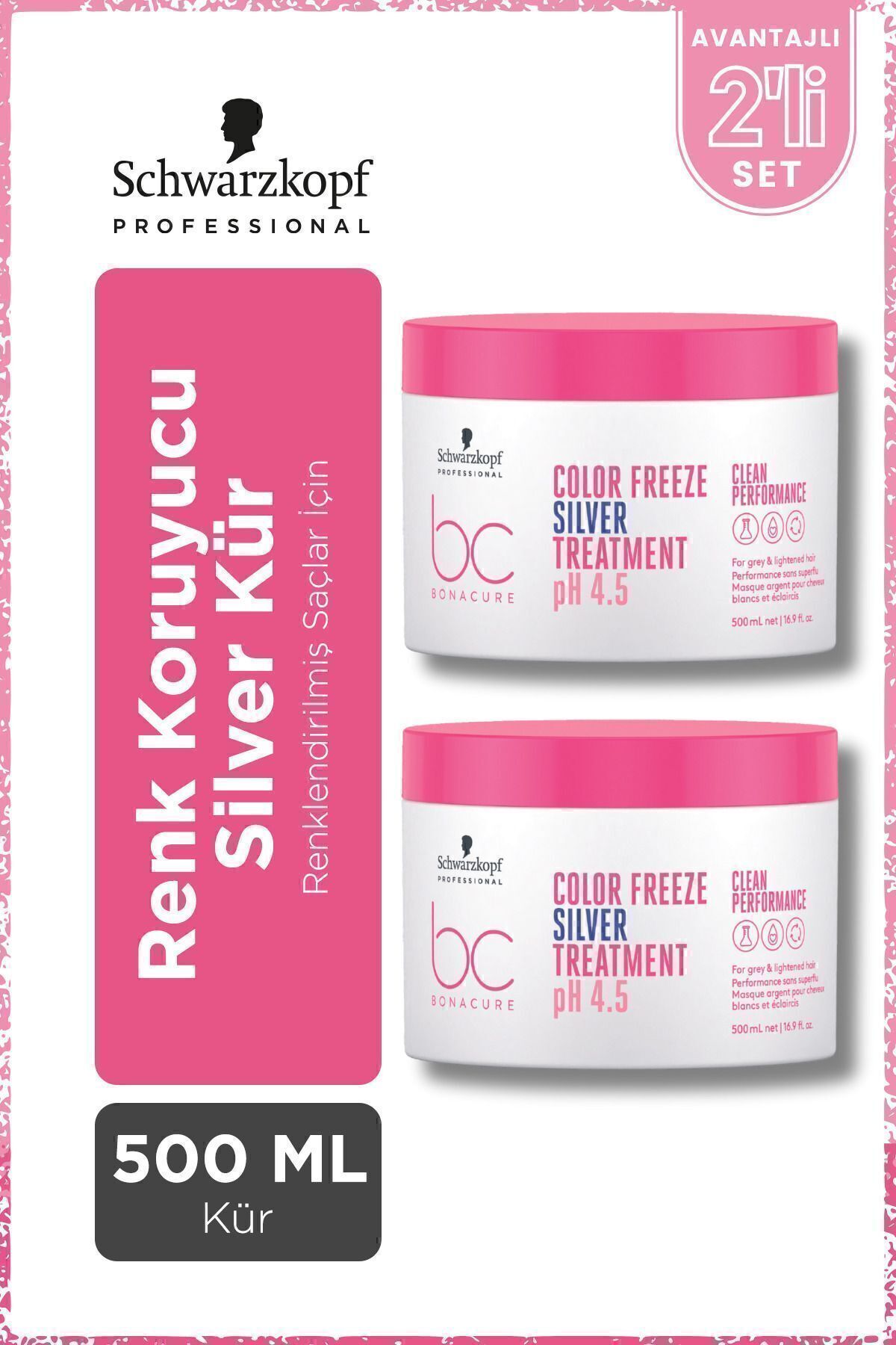 Bonacure BC Clean Renk Koruyucu Gümüş Kür 500ml x 2 Adet - Renklendirilmiş Saçlar İçin