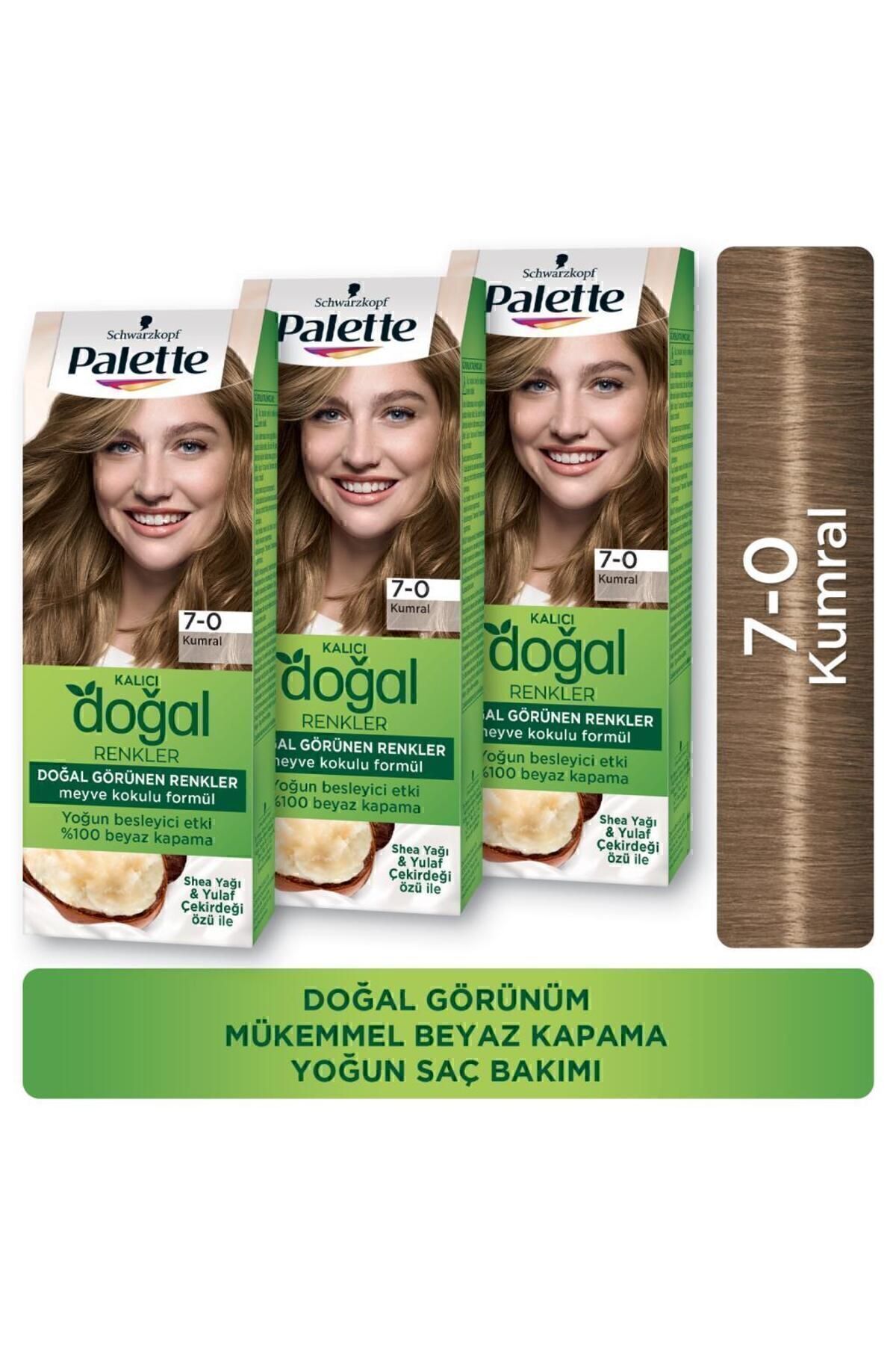 Palette Kalıcı Doğal Renkler Saç Boyası 7-0 Kumral X 3 Adet