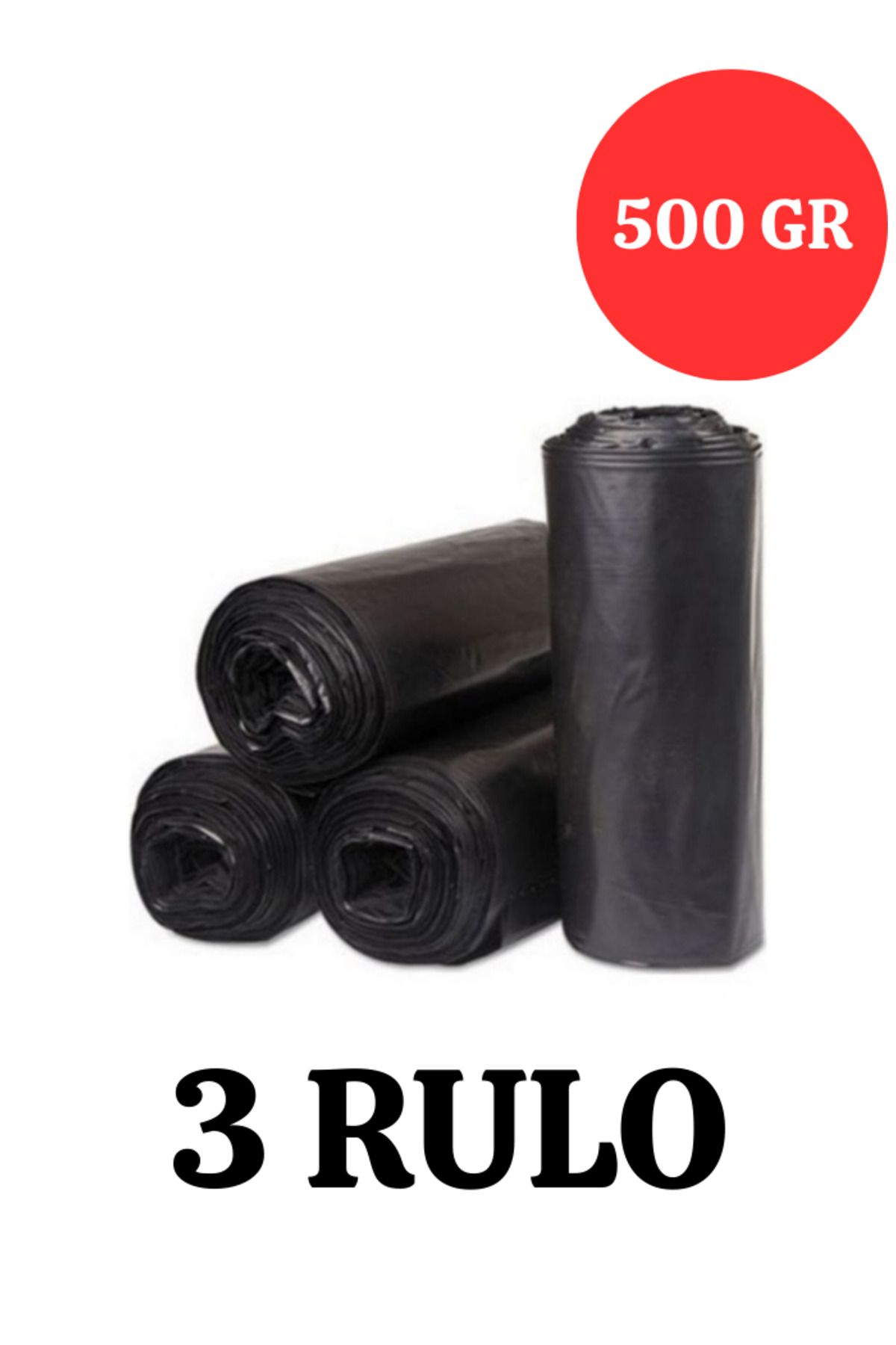 Merpak Ambalaj Kalın Çöp Torbası 500 gr X 3 Rulo Çöp Poşeti 80x110 Cm Siyah Jumbo Endüstriyel Çöp Torbası