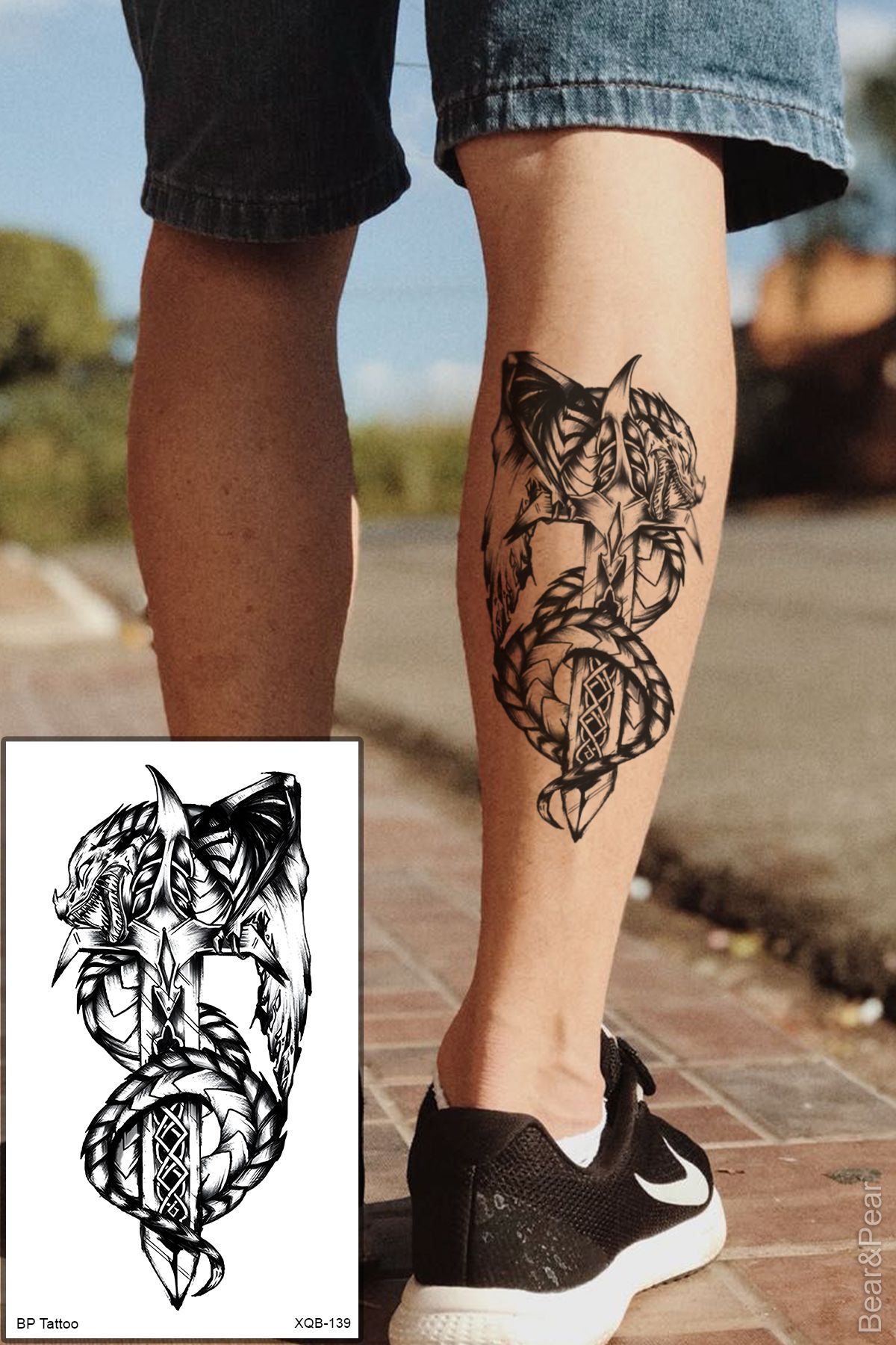 BP Tattoo Kılıç Dövmesi Ejderha Dövmesi Vücut Dövmesi Geçici Dövme