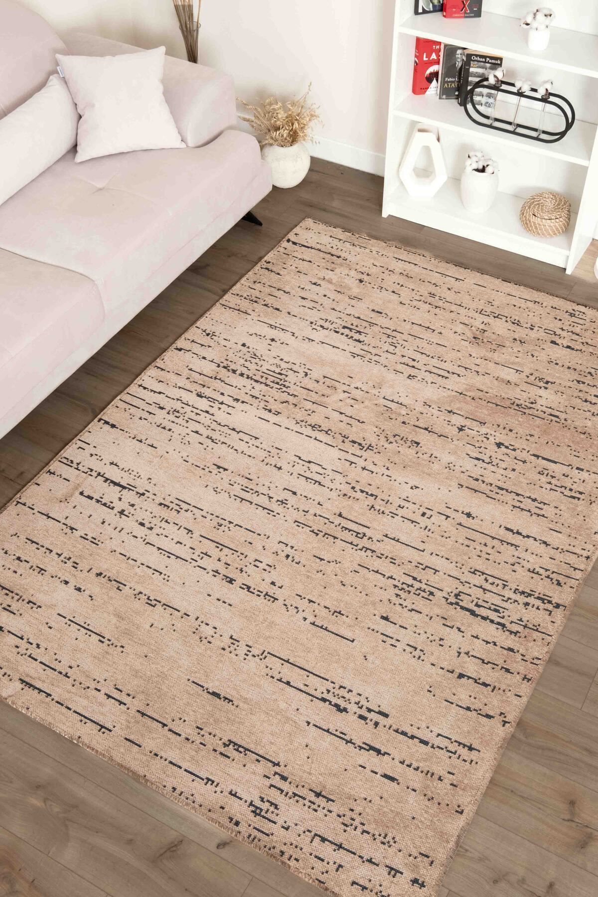 Lorente Home Moreno Viskon Dokuma Halı Kaymaz Taban Yıkanabilir Açık Kahve Koridor Halısı 1175