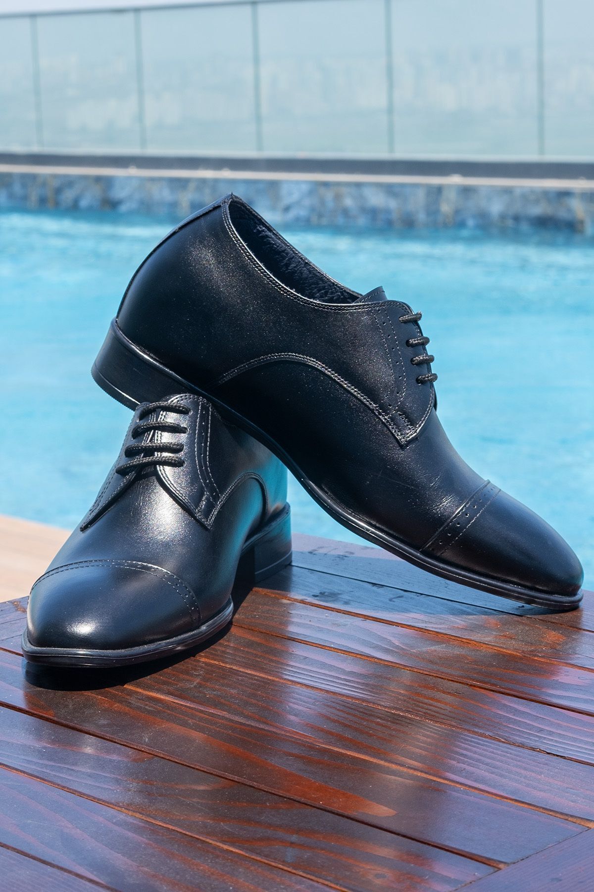 Elevold 7/ 9 Cm Boy Uzatan Gizli Topuklu El Yapımı Klasik Dikişli Oxford Erkek Ayakkabı Damatlık Kundura