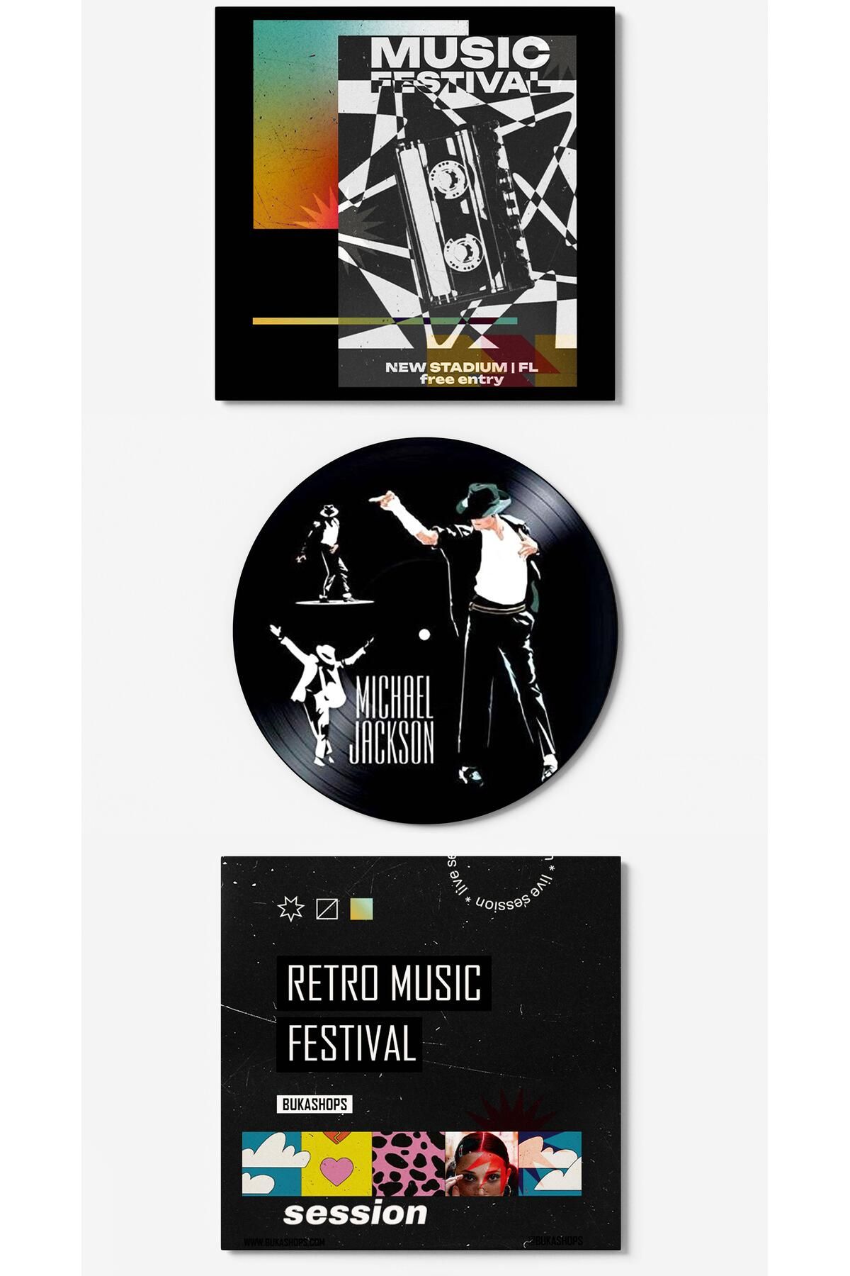 bukashops Michael Jackson Siyah Beyaz Plak Duvar Dekoru