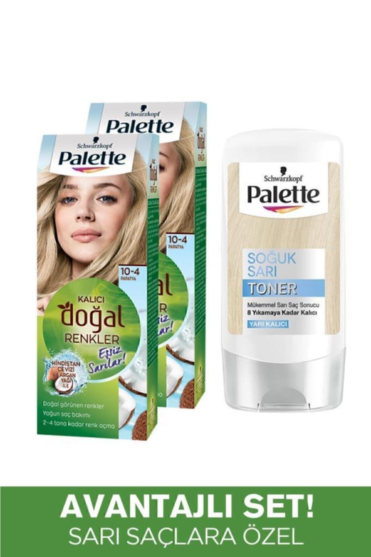 Palette 10-4 Papatya X 2 Adet + Soğuk Sarı Toner