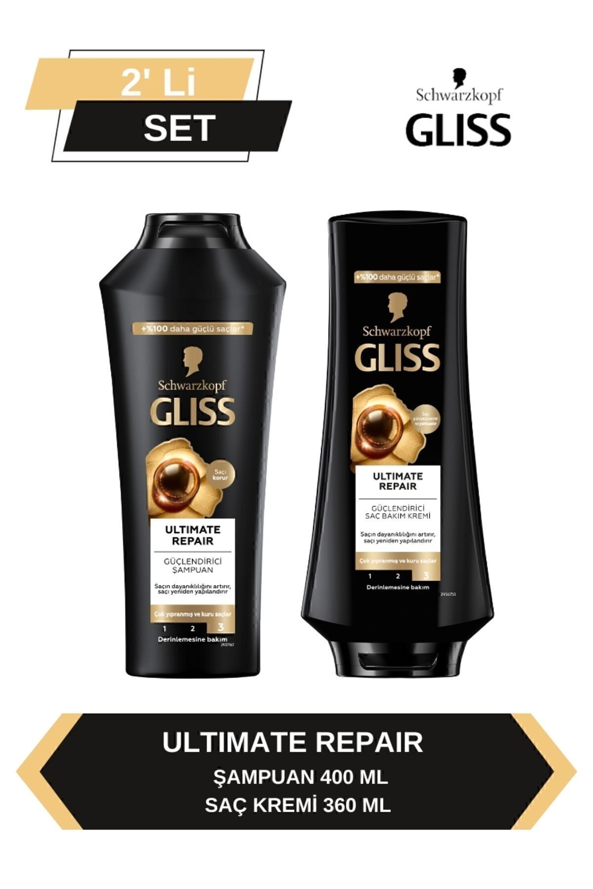 Gliss Ultimate Repair Şampuan 400ml + Saç Kremi 360ml