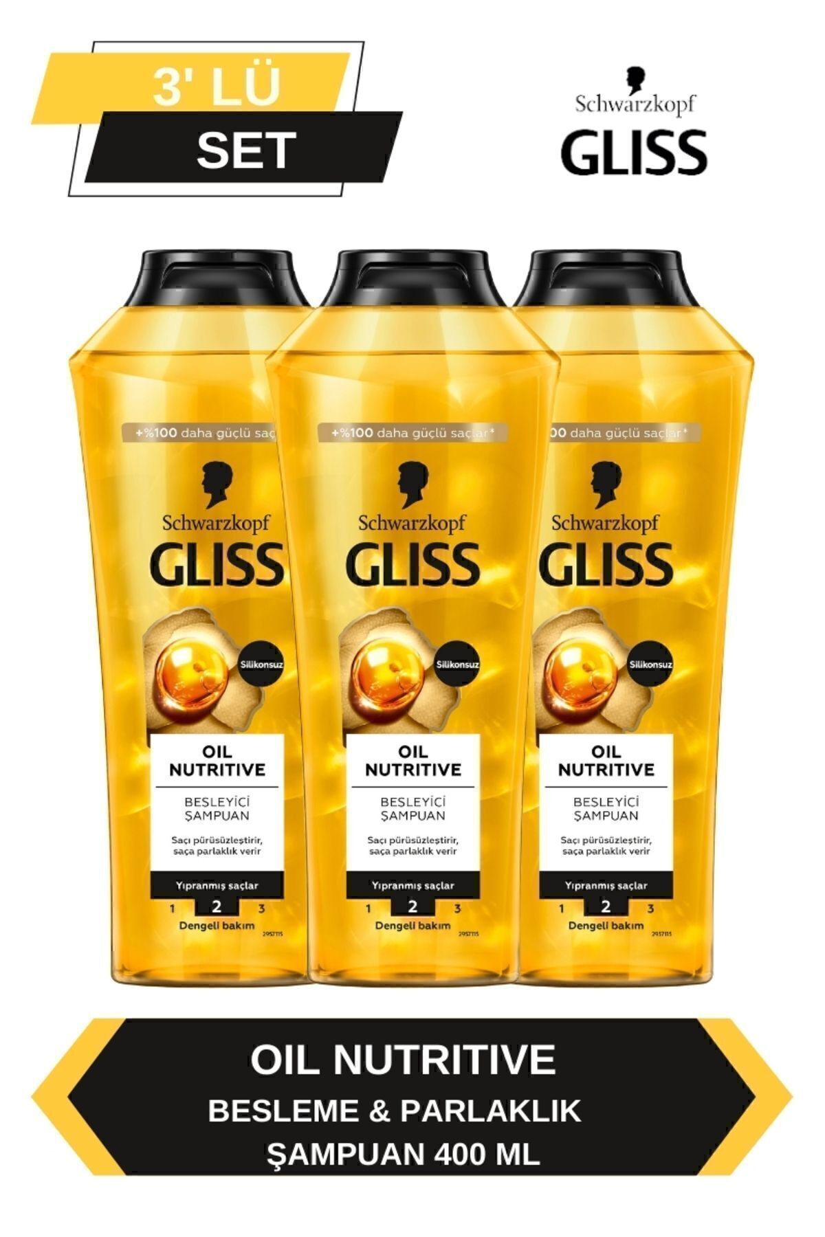 Gliss Oil Nutritive Şampuan 400ml x 3'lü Set