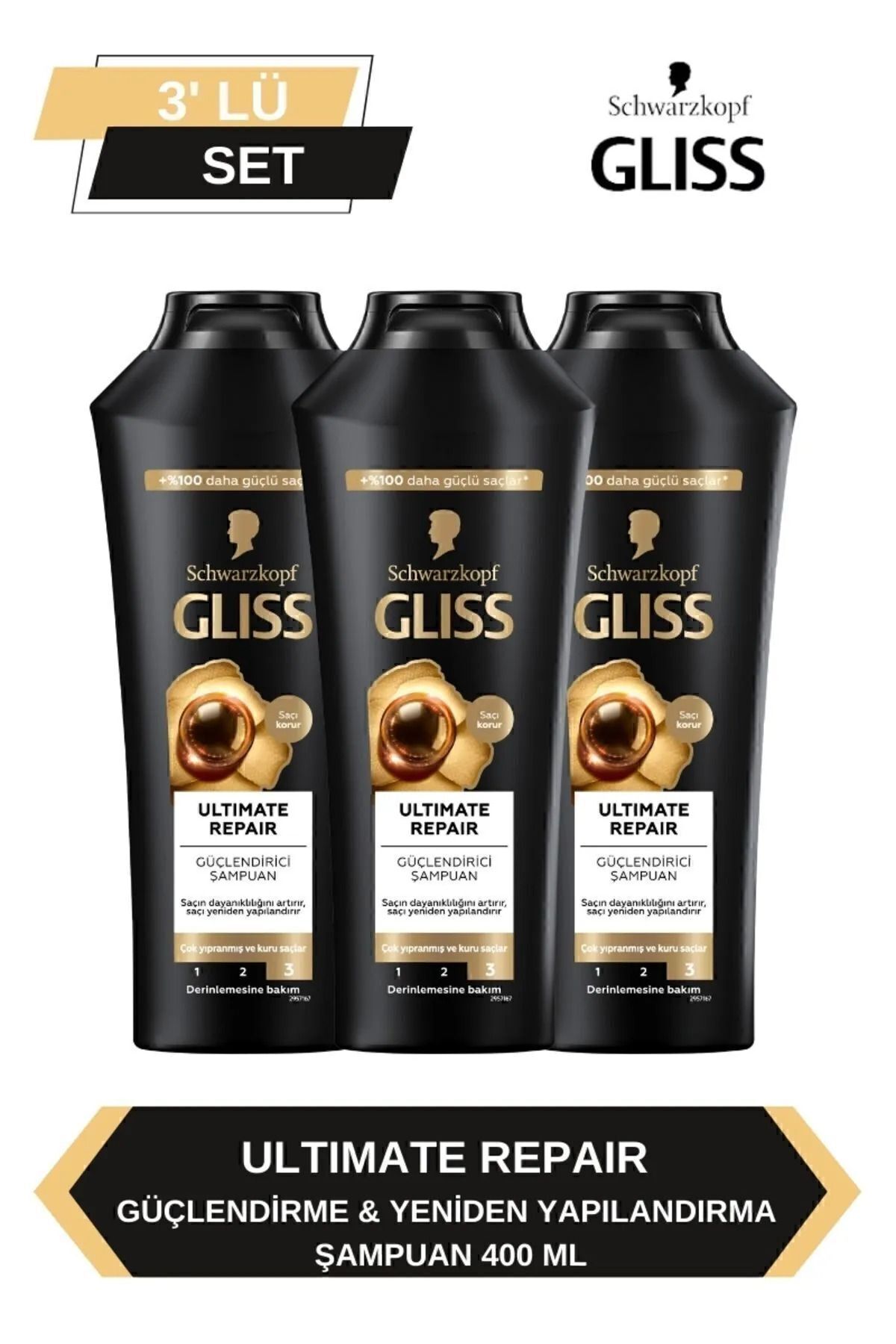 Gliss Ultimate Repair Şampuan 400ml x 3'lü Set