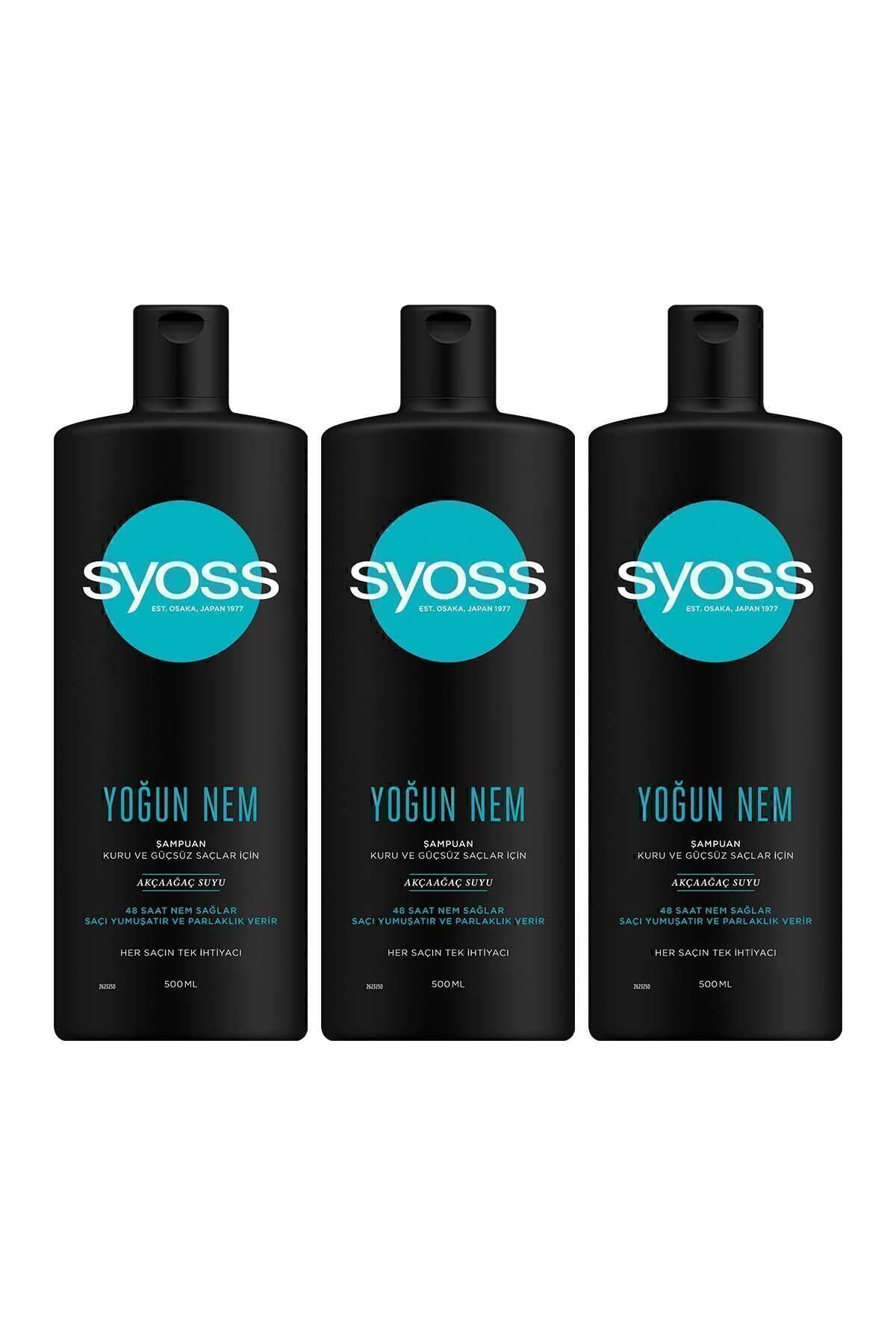 Syoss Yoğun Nem Şampuan 500 ml - 3 Adet - Hacim ve Nem