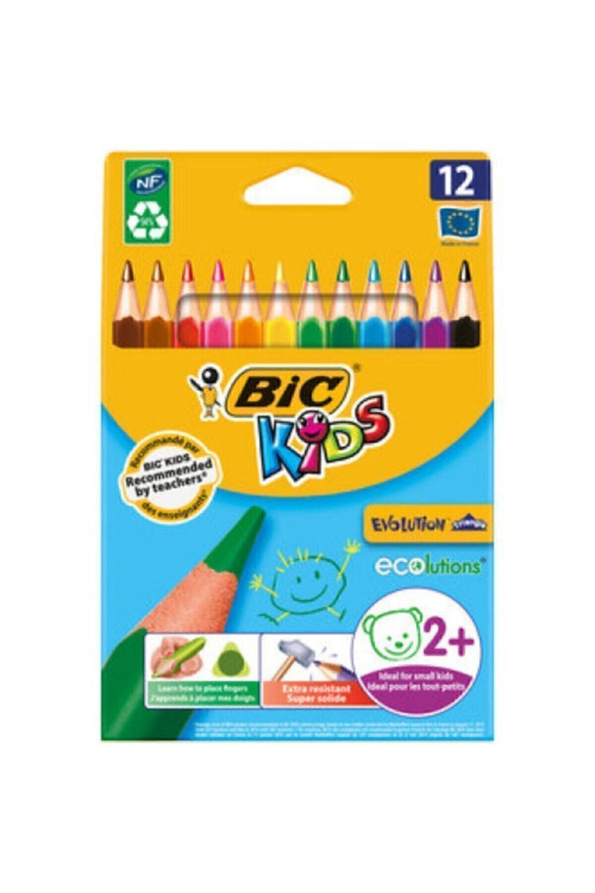 Bic Kids Evolution Üçgen Jumbo Kuru Boya Kalemi 12'li Kutu