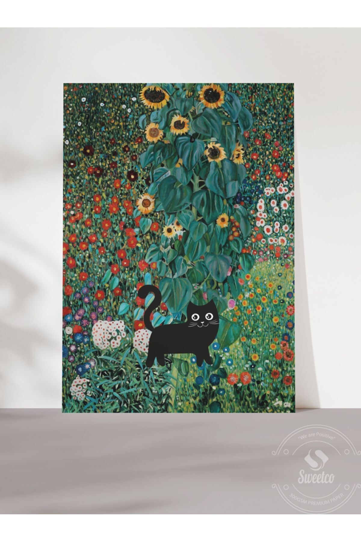 Sweetco Çerçevesiz Poster Gustav Klimt Cat Series No1 | Gustav Klimt Kedili Uyarlama Posteri