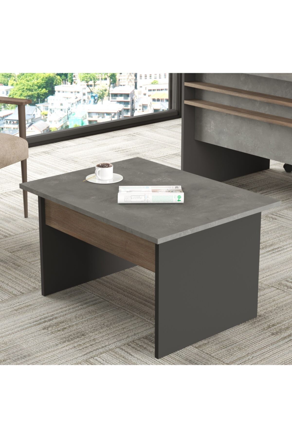 Robin Home Berlin B Ofis Sehpası 80cm*60cm Kahve-beton-antrasit Vs2-cga