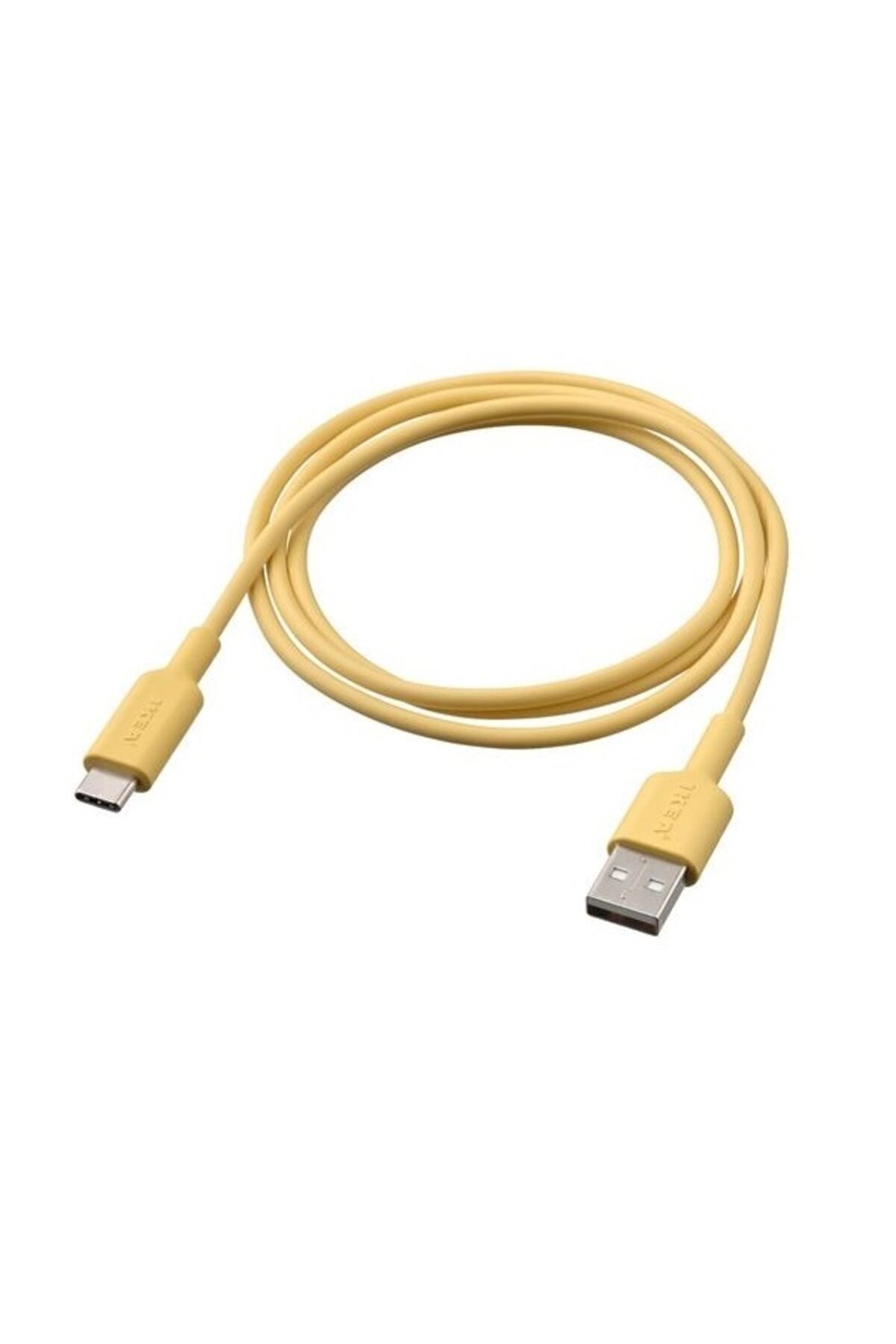 IKEA Type-c, 3  Amper  Uyumlu Yüksek Hızlı Şarj Kablosu Usb-c, Usb Kablo, Açık Sarı, 1 M, 480
