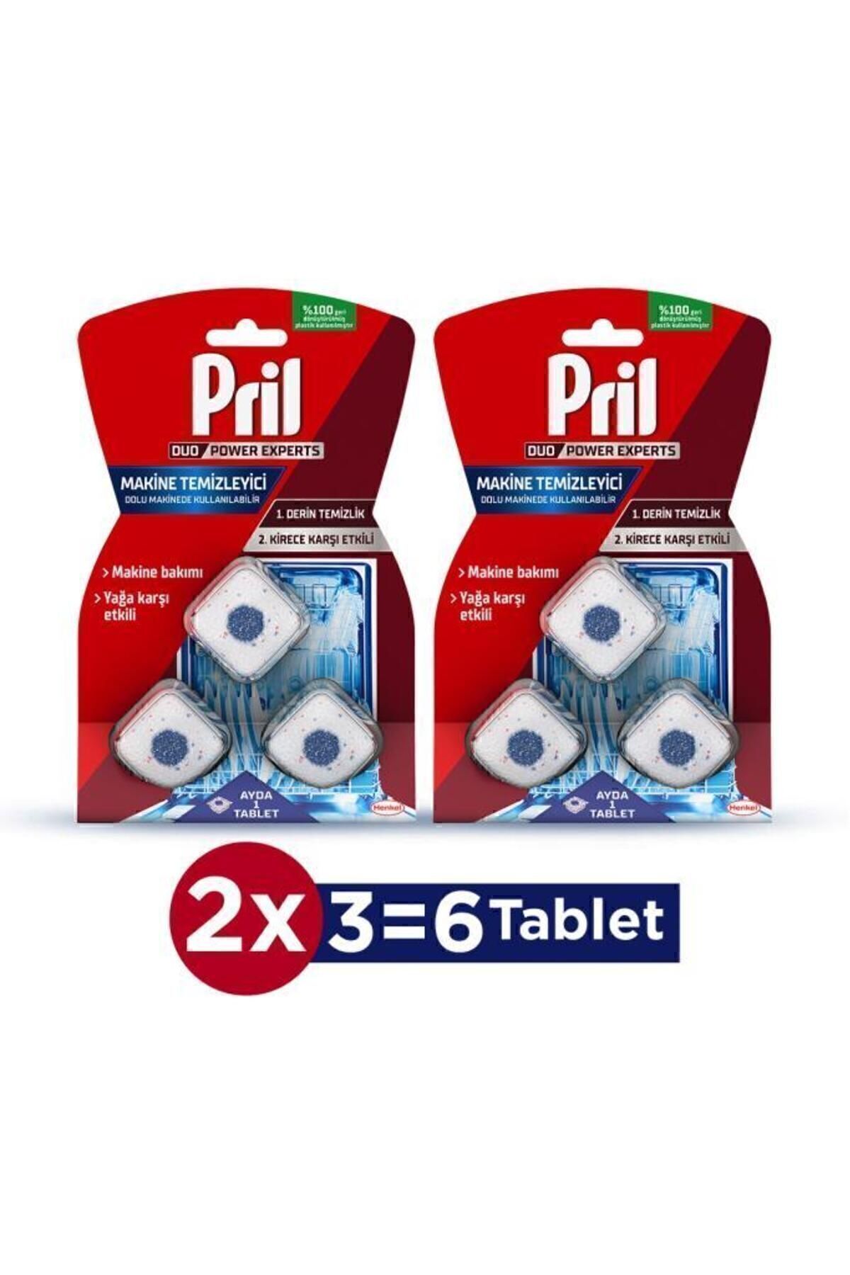 Pril Çift Etkili Bulaşık Makinesi Temizleyici 3'lü Tablet x 2 - Güçlü Hijyen