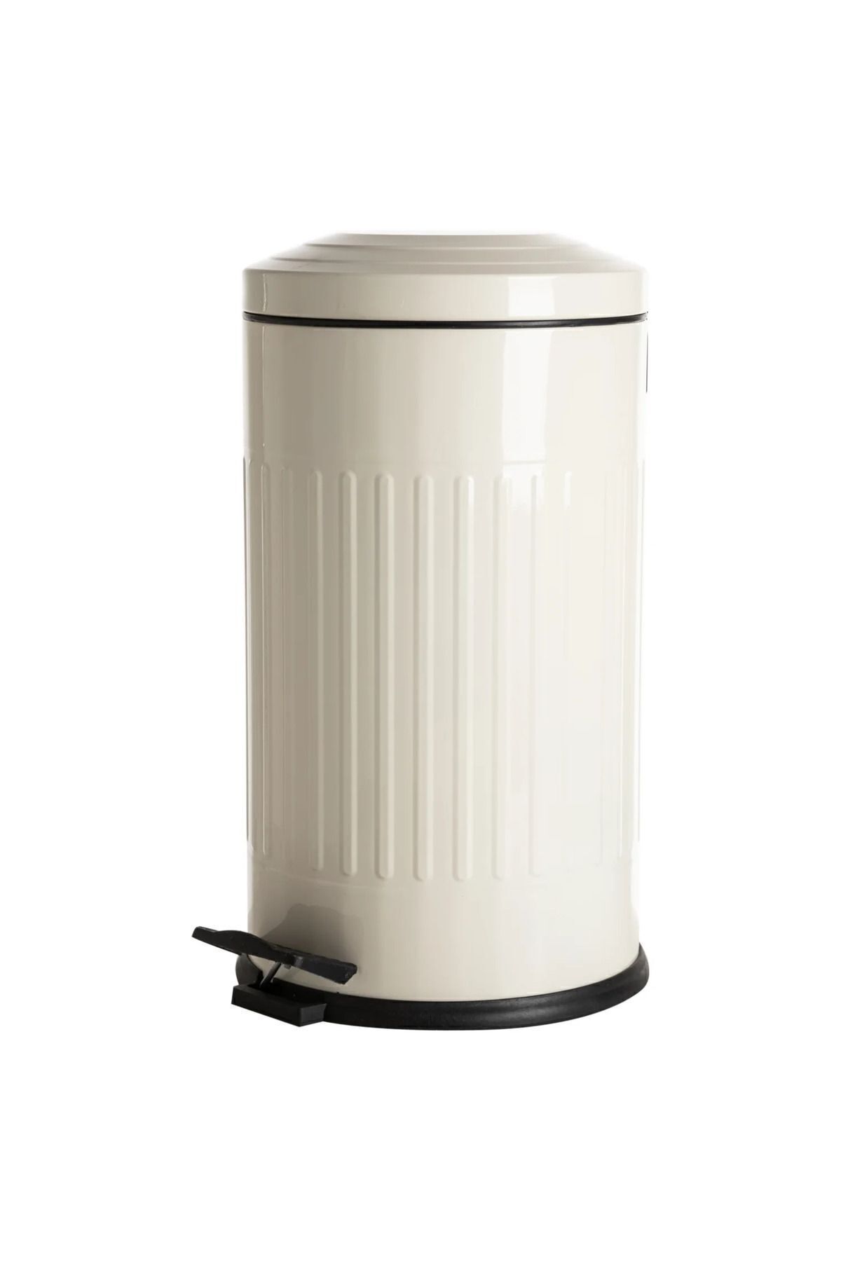 REYKA HİJYEN 12 Litre Vitange Çizgili KREM Pedallı Çöp Kovası-Metal Çöp kovası