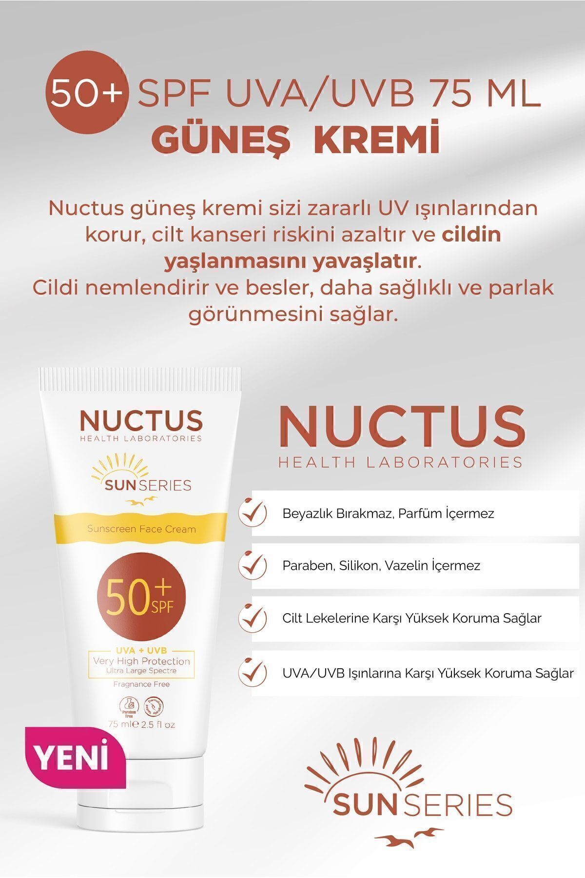 Nuctus Güneş Kremi 50+ Spf Uva/uvb 75 Ml Krem