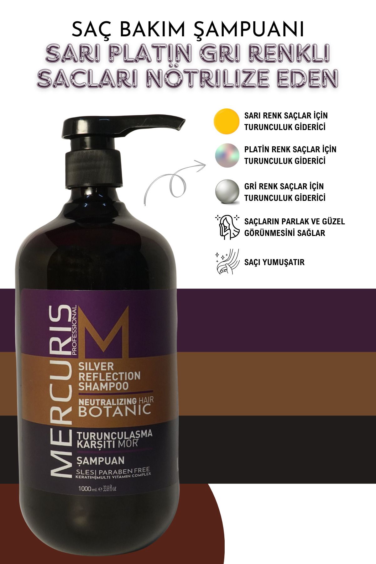 Mercuris Botanic Mor Silver Şampuan – Sarı Ve Gri Saçlar Için Yansıma Önleyici 1000 ml
