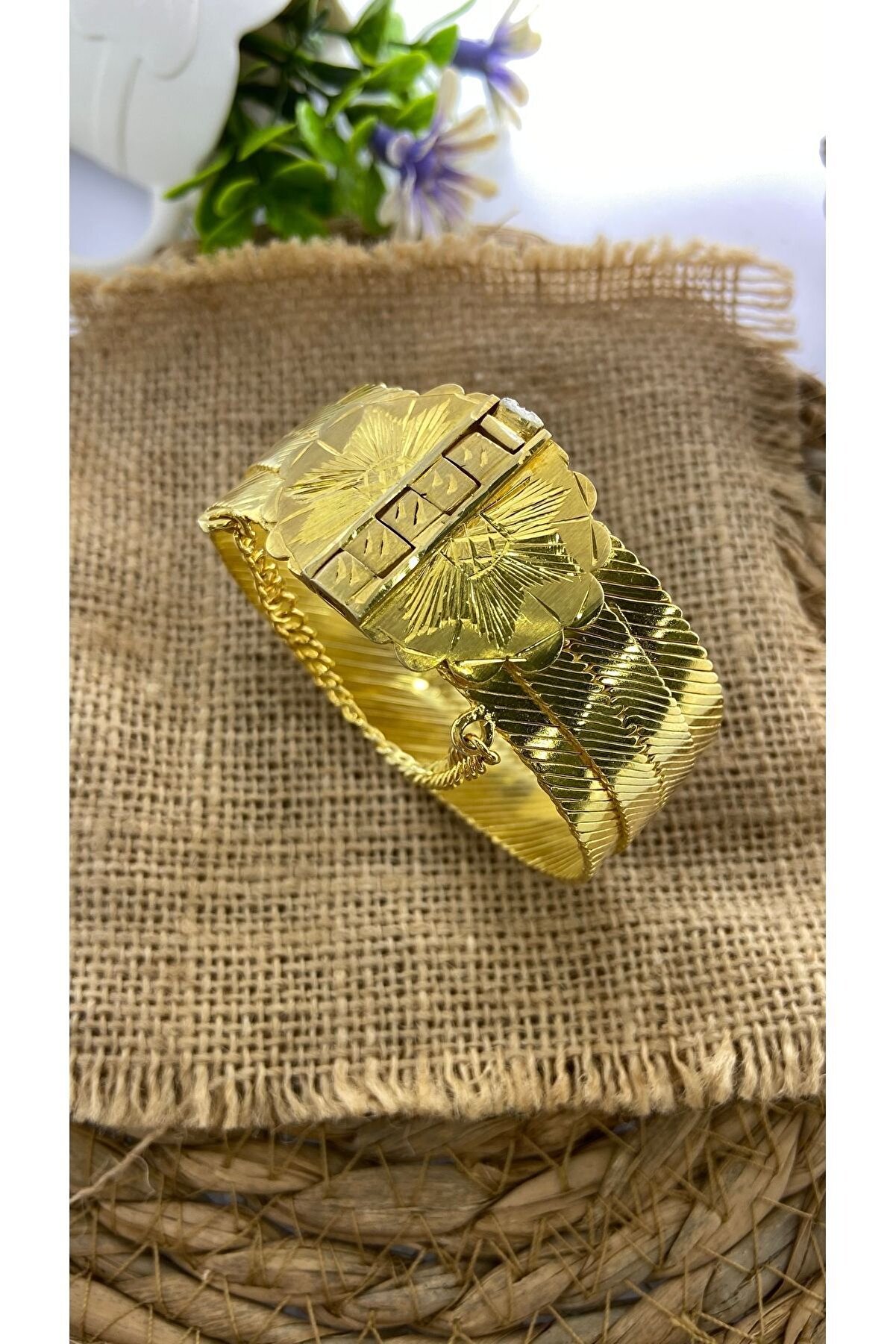 Midyat Artuklu Diyarbakır Hasırı Gümüş Altın Kaplama Kelepçe Bilezik