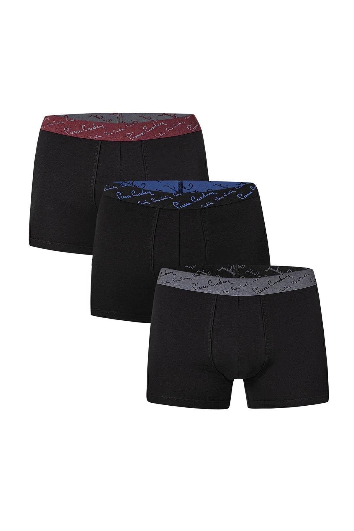 Pierre Cardin Siyah Pamuk Likralı 3'lü Kutulu Boxer