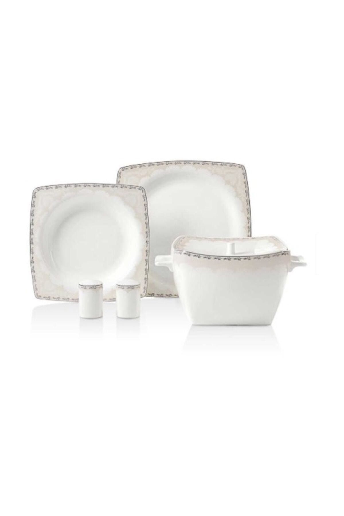 KORKMAZ Bone Selection 60 Piece Square Dining Set