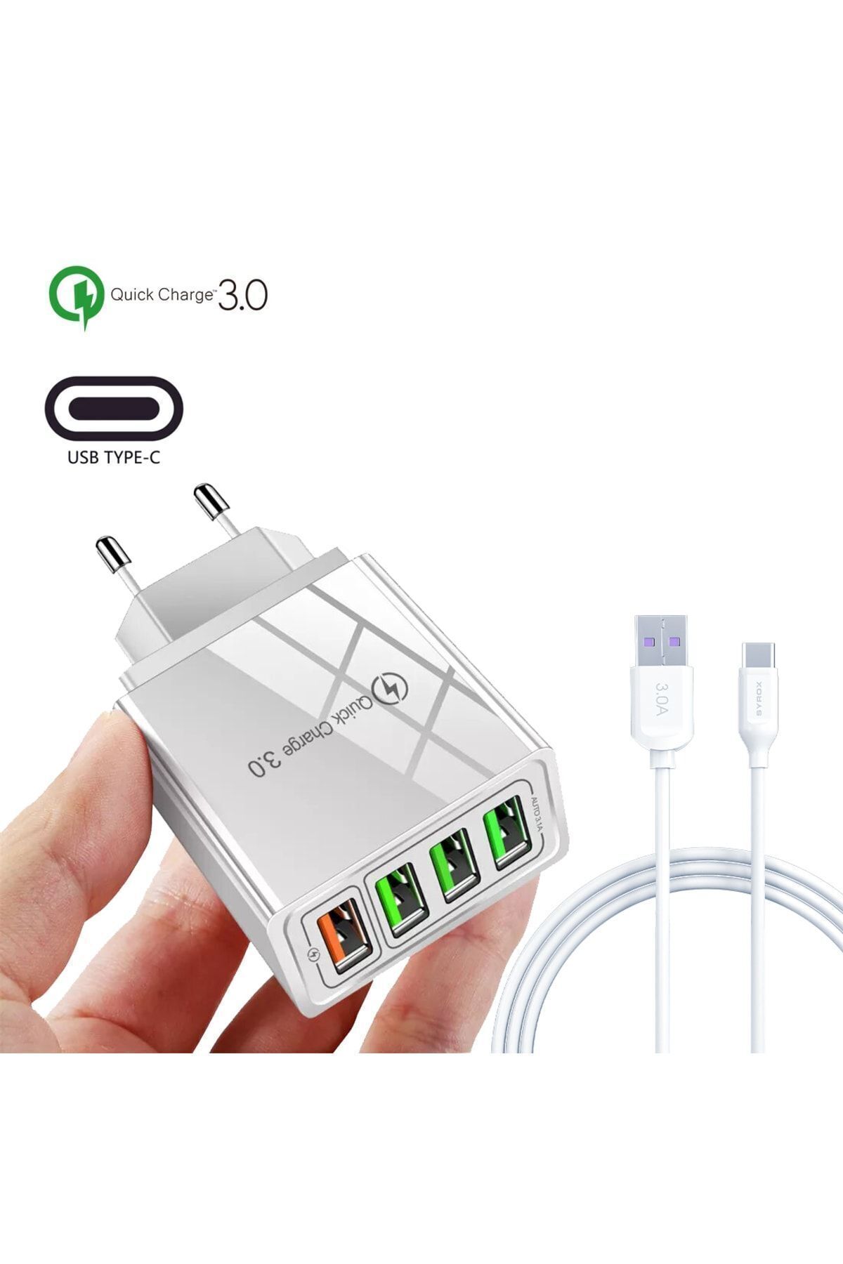 RM Hızlı Şarj Qc 3.0 4 Usb Portlu 3,1 A - 48 W - Çoklu Şarj 3,0 A Type C Hızlı Şarj