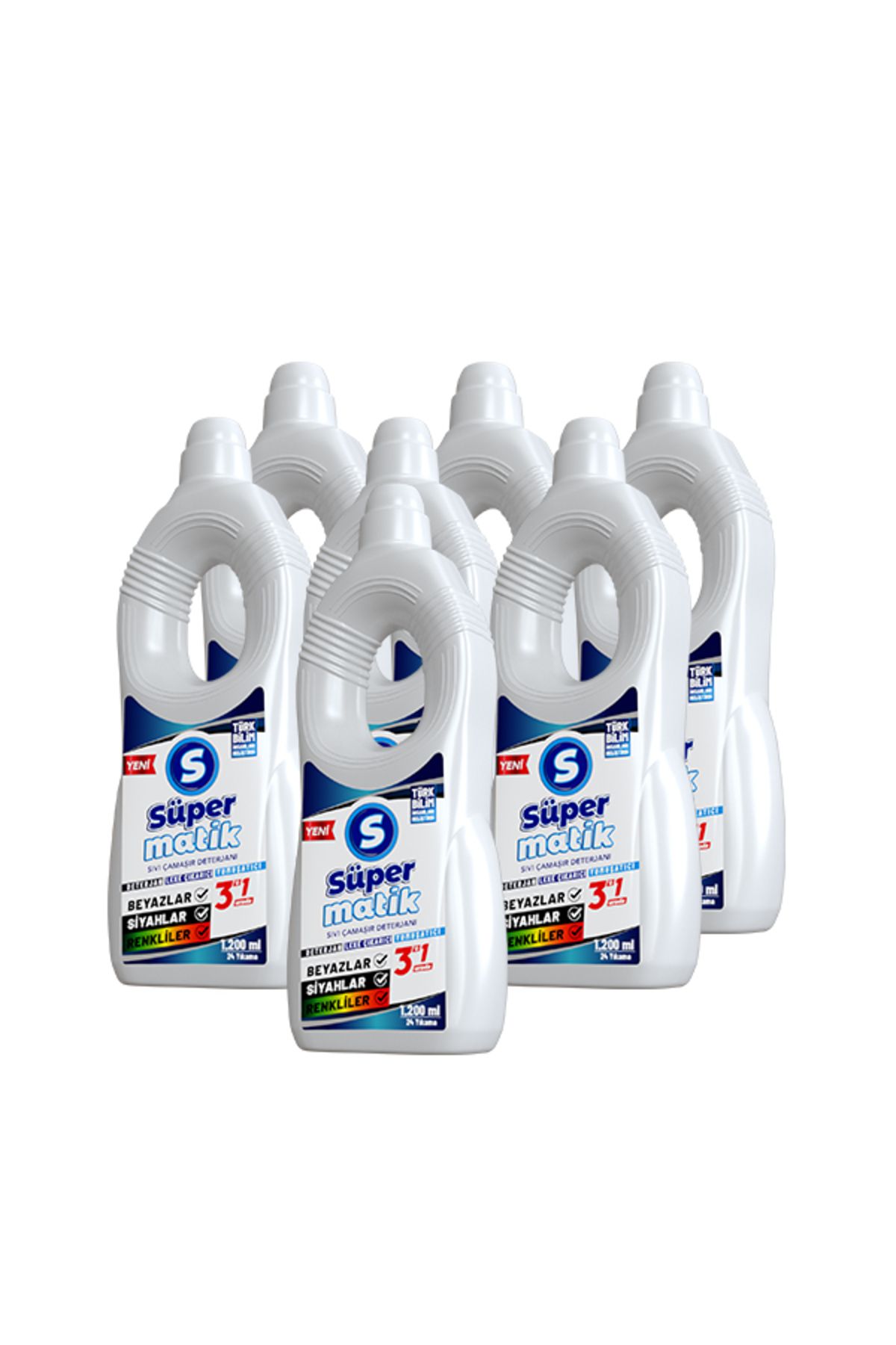 Süpermatik 3'ü 1 Arada Sıvı Çamaşır Deterjanı 7 Adet 1200 ml