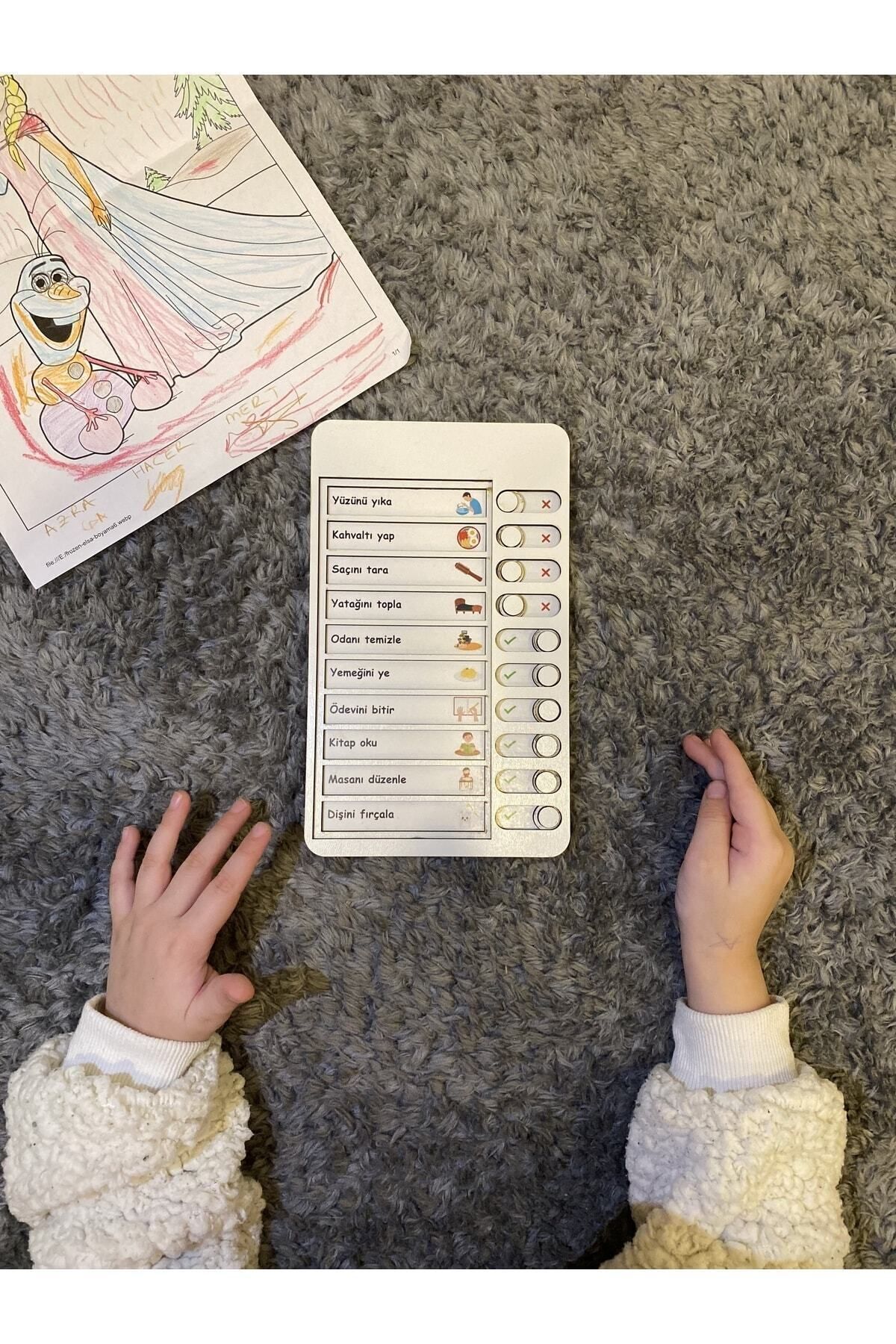 Akal G Çocuk Günlük Rutin Checklist Kontrol Listesi Eğitici Oyuncak Ahşap Yapılacaklar Listesi