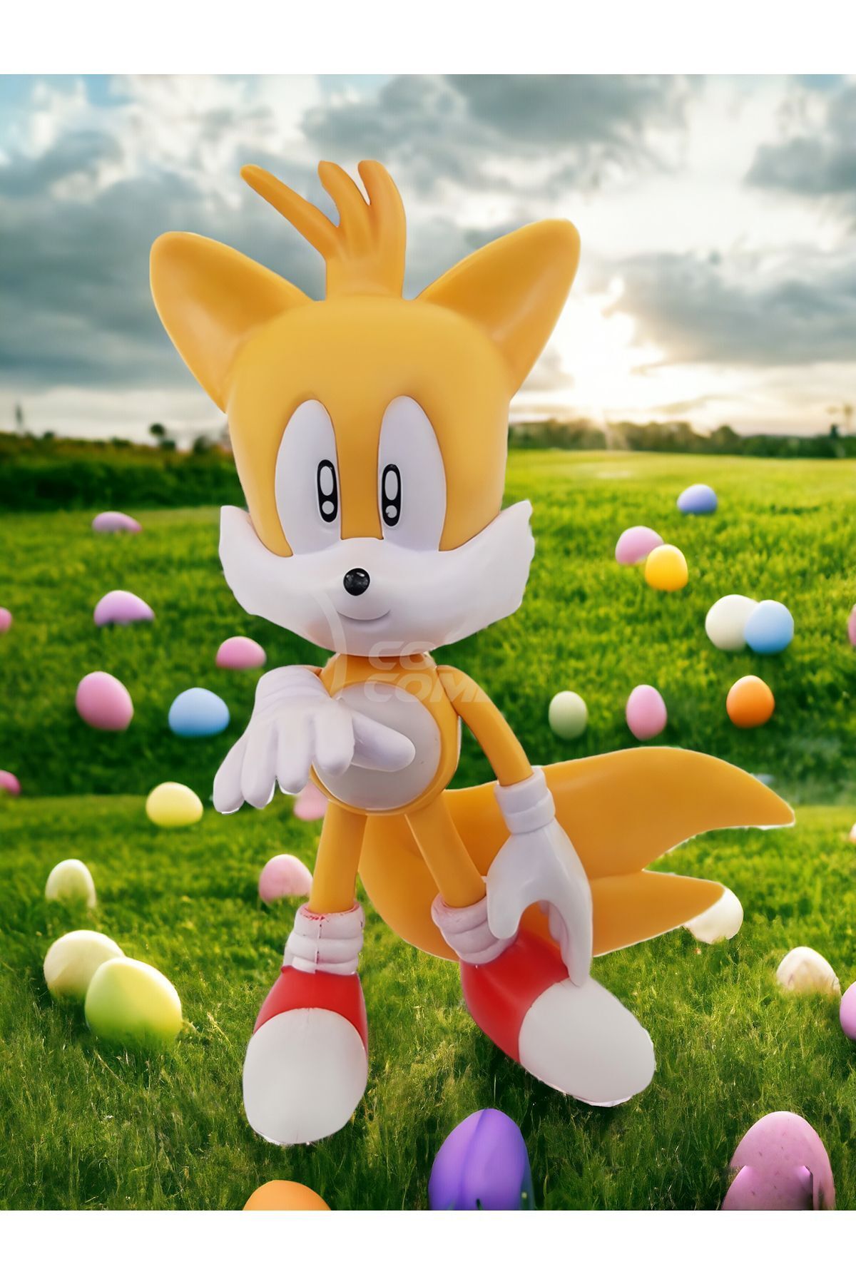 e-life shop Sonic Hedgehog Kirpi Sonic Anime Karakter Figür Eklemli Silikon Oyuncak Miles Tails Prower 16 Cm.