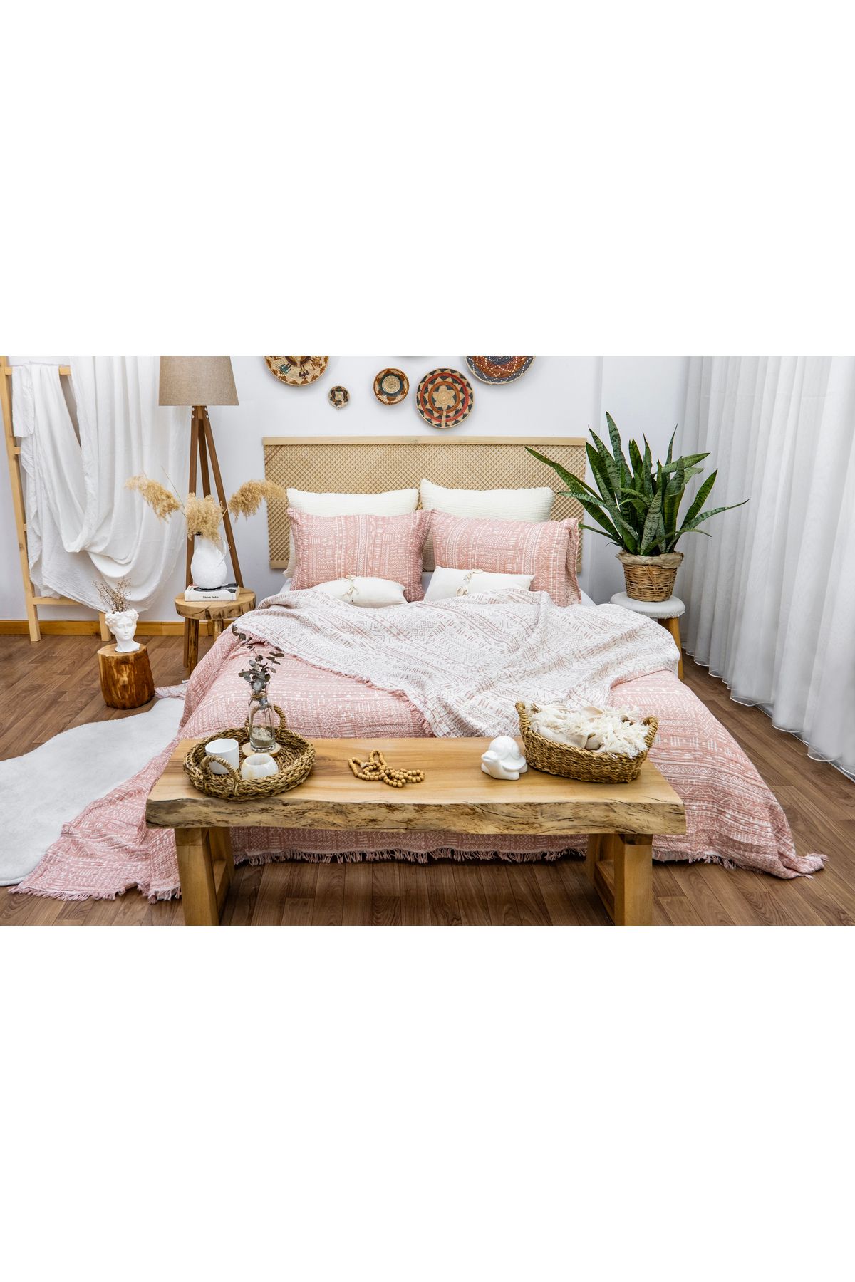 destinyhometex Aztek Desen 4 Katlı Multi Muslin %100 Pamuk Tek Kişillik Yatak Örtüsü 160x240cm