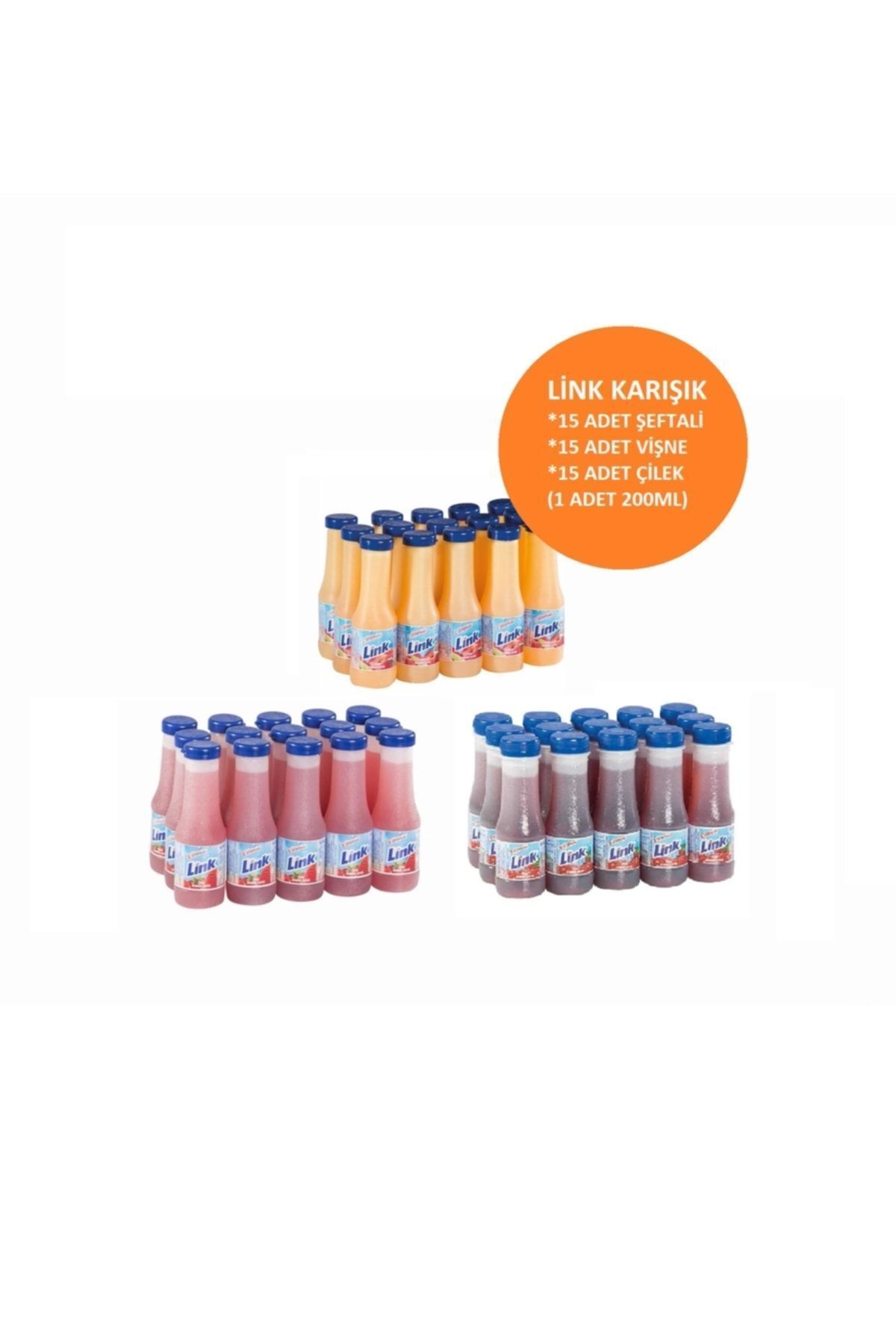Ülker Link Karışık Paket Meyve Suyu 15 Adet Şeftali+ 15 Adet Vişne + 15 Adet Çilek ( Hepsi 200ml)