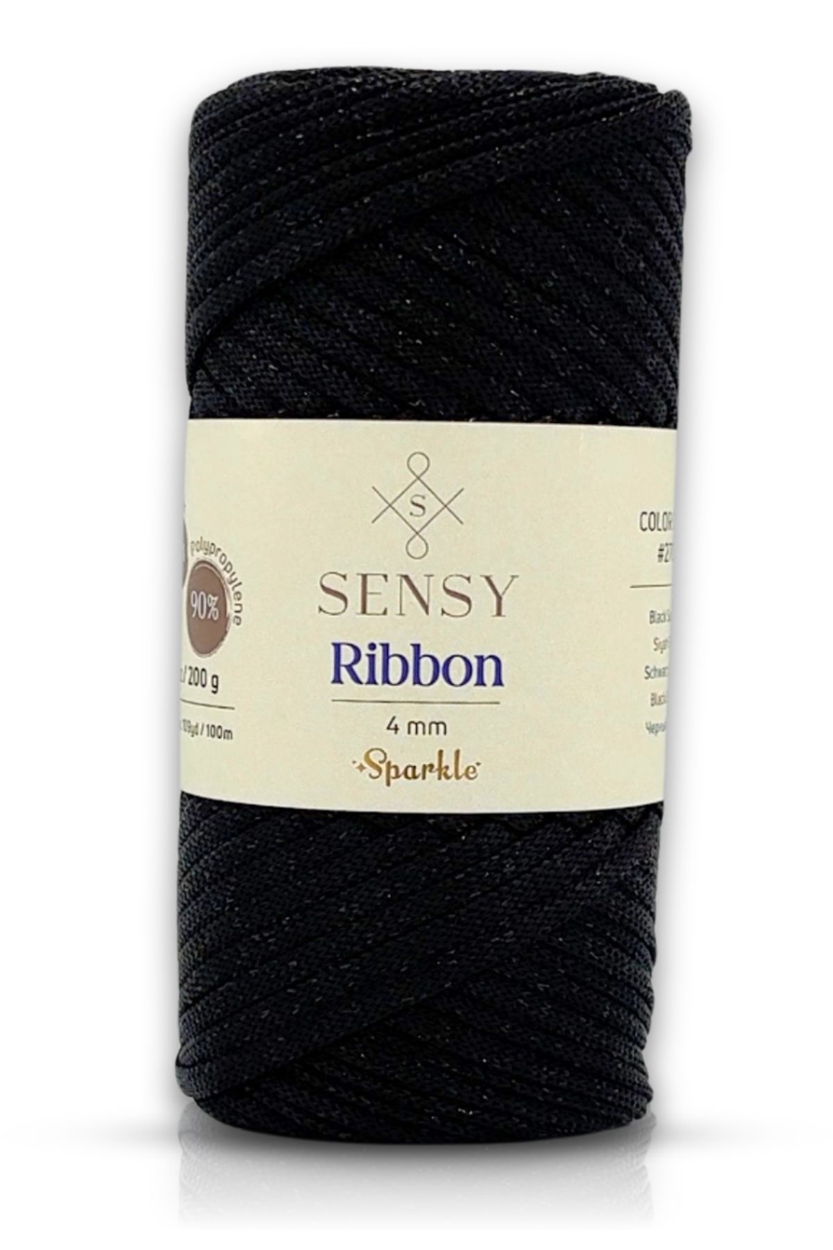 SENSY Premium Simli Ribbon Polyester İpi 200 gr Siyah Simli İp