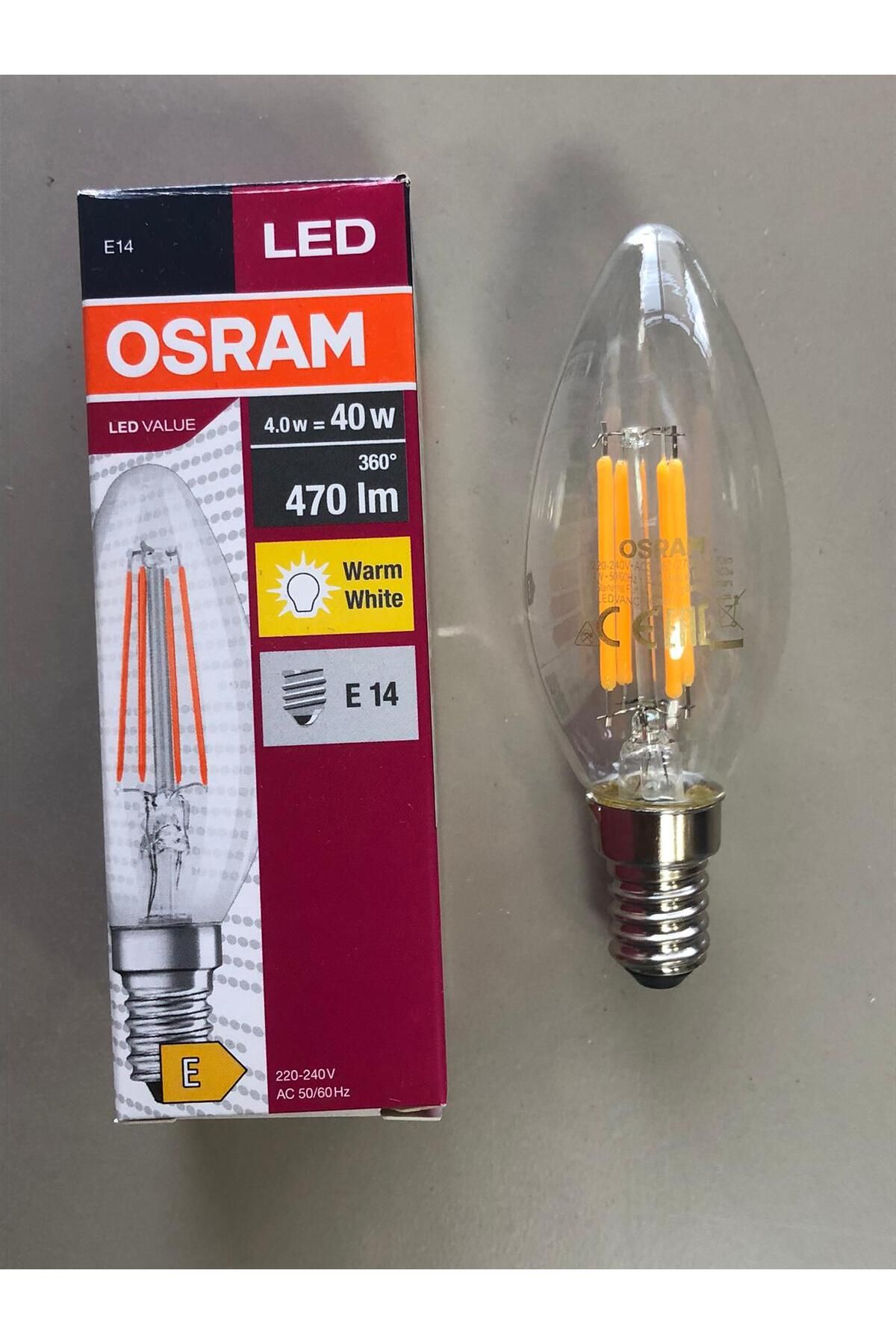 Osram RUSTİK LED LAMBA E14 4W=40W 470 LÜMEN 2700K SARI