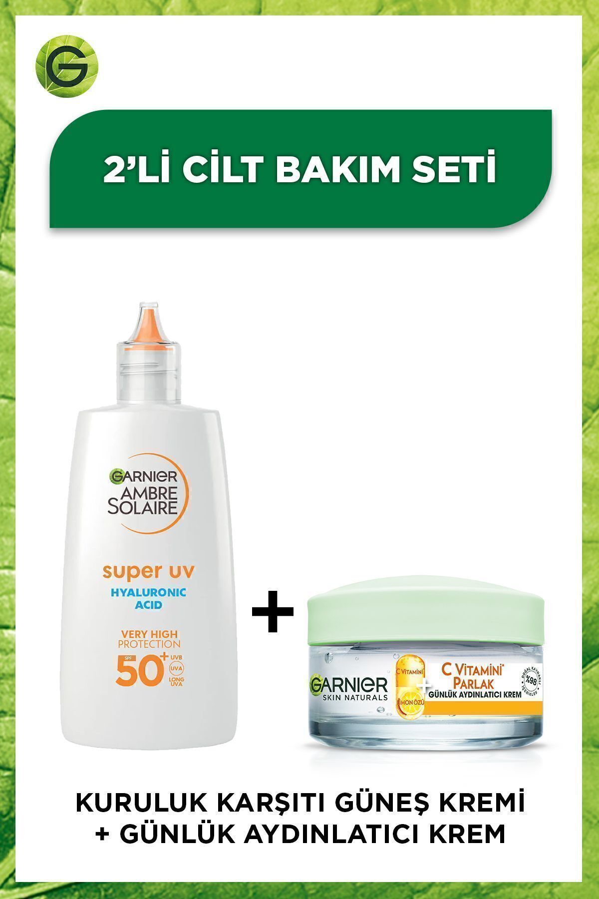 Garnier Ambre Solaire Hyaluronik Asit Güneş Koruyucu Yüz Krem & C Vitamini Parlak Günlük Aydınlatıcı Krem