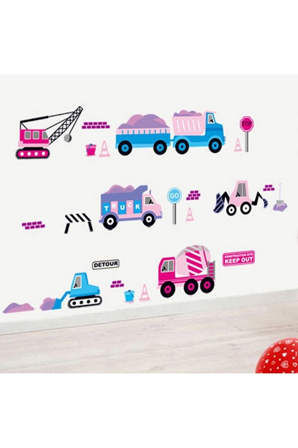 CRYSTAL KIDS Pembe Mavi Araçlar Bebek Ve Çocuk Odası Duvar Dekorasyonu Duvar Sticker Çıkartma
