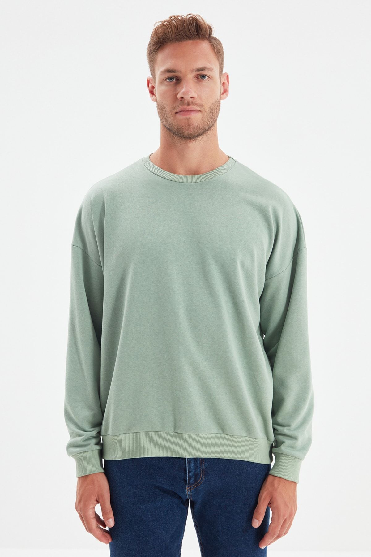 TRENDYOL MAN Mint  Oversize/Geniş Kesim Sweatshirt TMNAW22SW0612