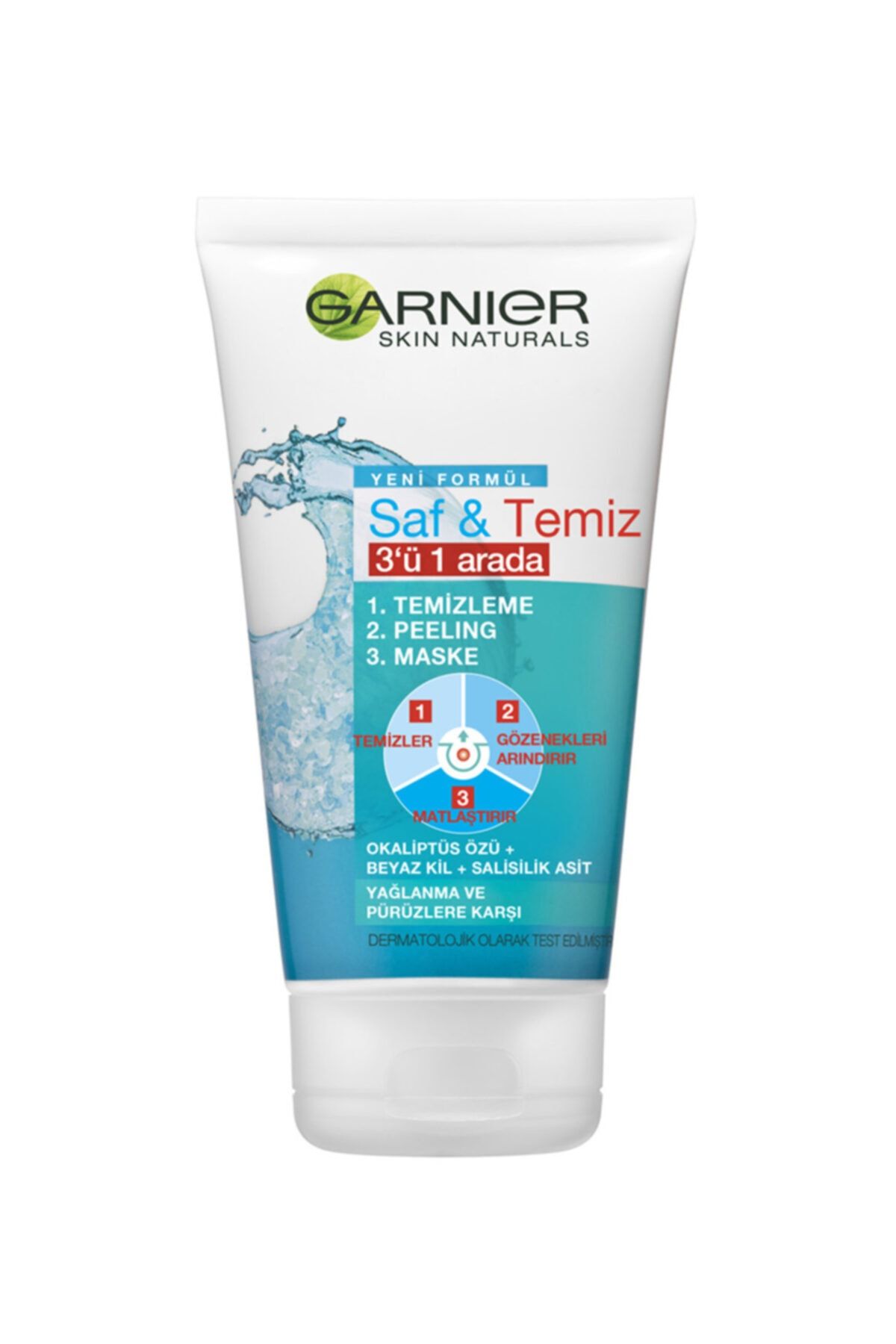 Garnier Skin Naturals Saf Ve Temiz 3ü 1 Arada Temizleme + Peeling + Maske 150 Ml