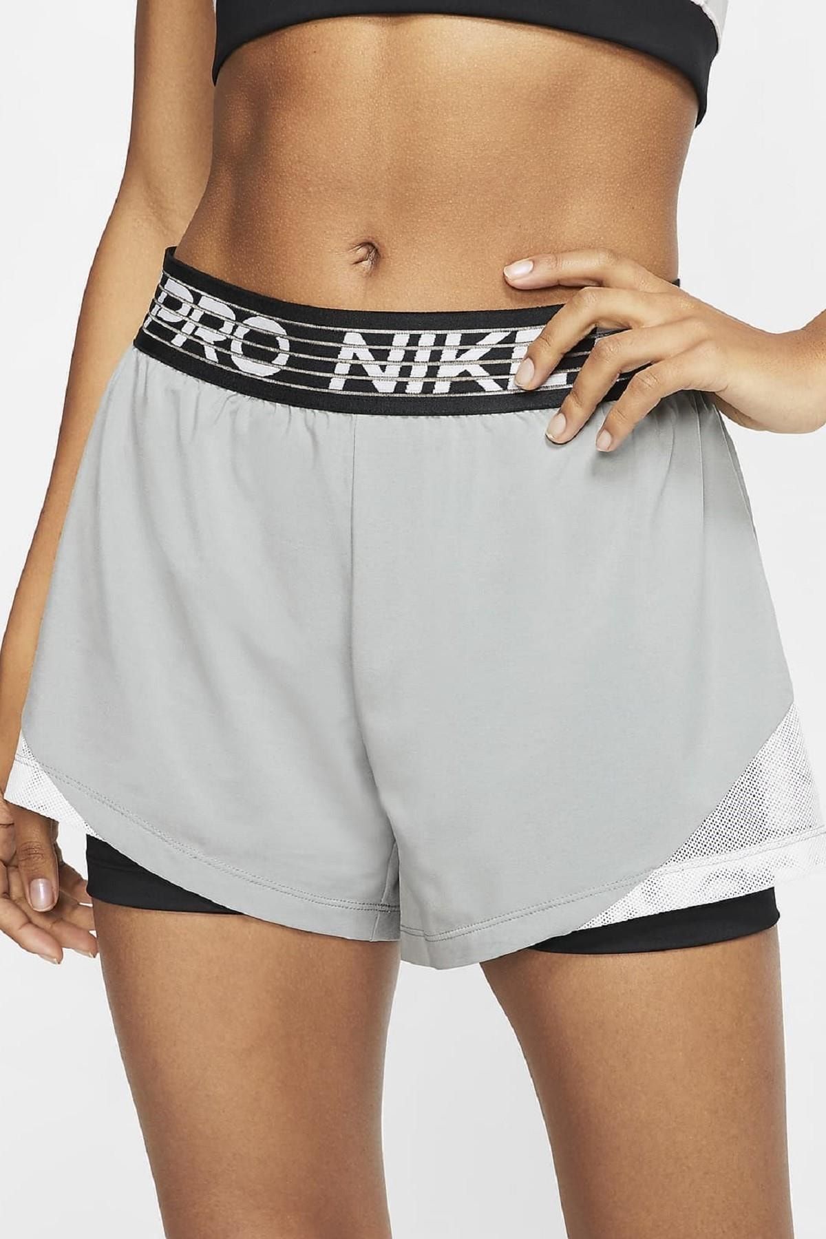 Nike Pro Flex 2 In 1 İkisi Bir Arada Taytlı Kısa Şort Gri Siyah