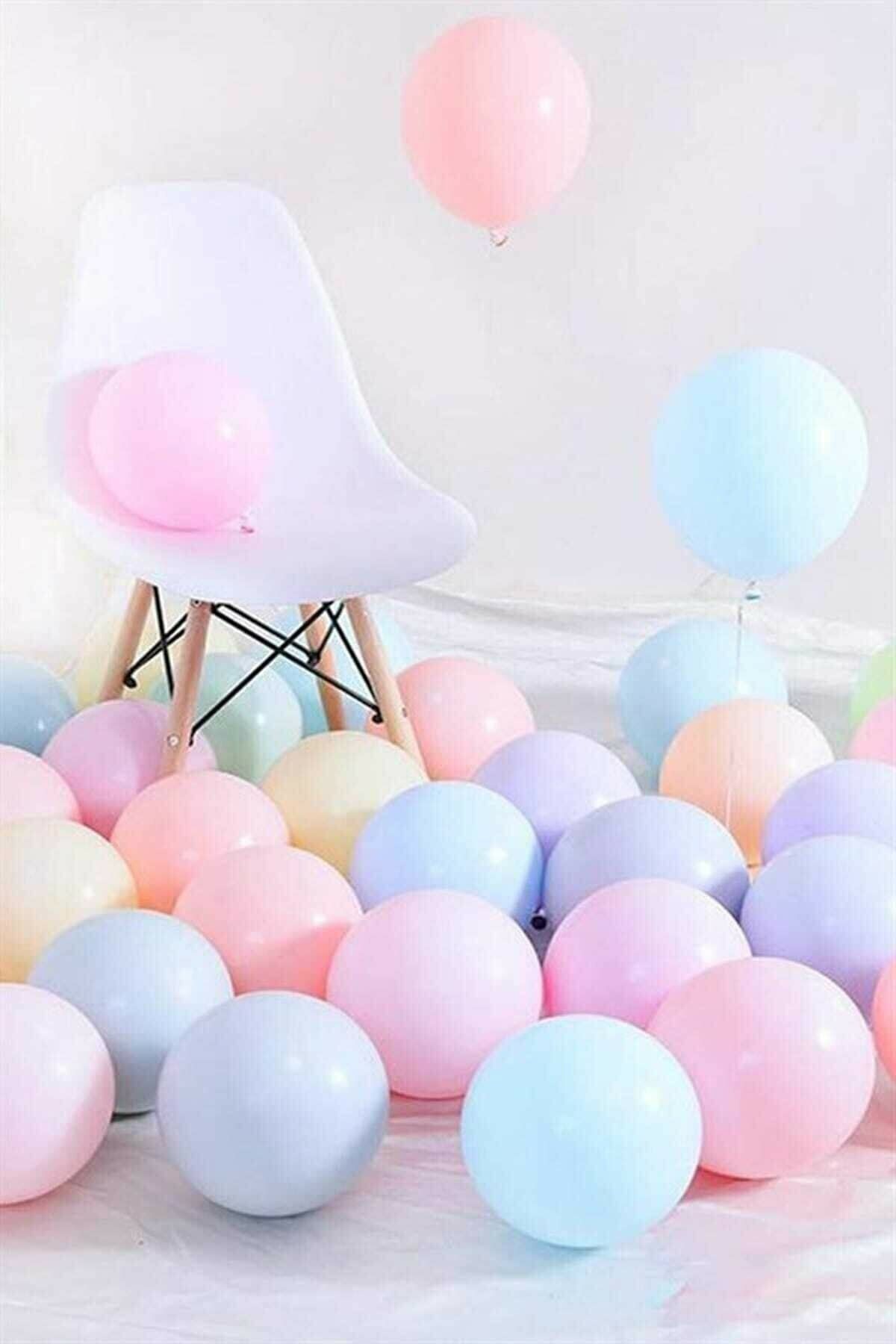 Renkli Parti Makaron Pastel Karışık Renk 50'li Balon