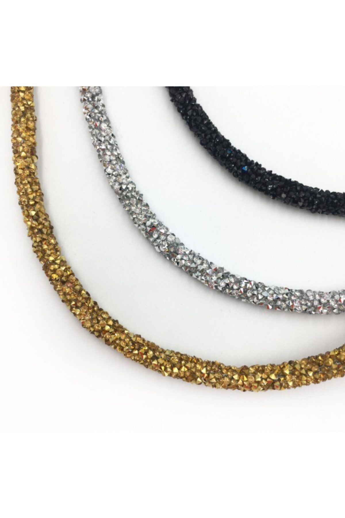 Artikel Gold, Siyah Ve Gümüş Kristal Işıltılı Taç Seti, Saç Bandı