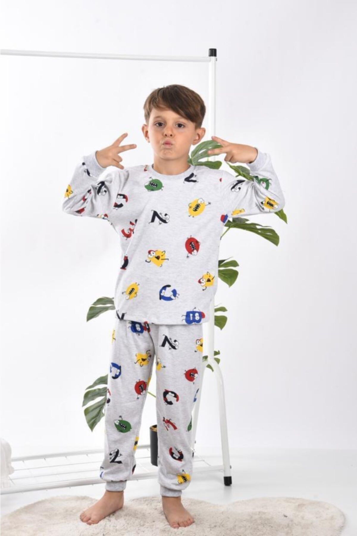 TUGSE Numara Baskılı Kız & Erkek Çocuk Pijama Takımı