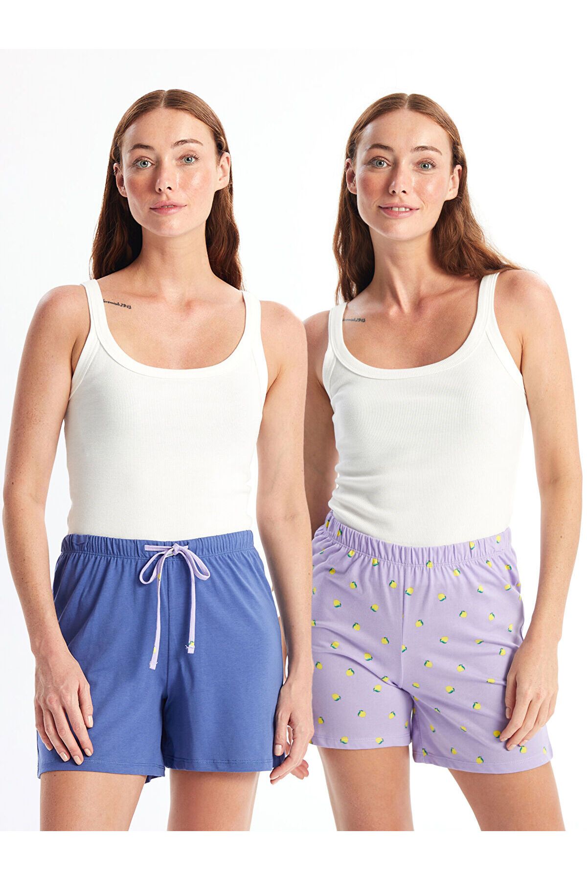 LC Waikiki LCW DREAM Beli Lastikli Desenli Kadın Pijama Şort 2'li