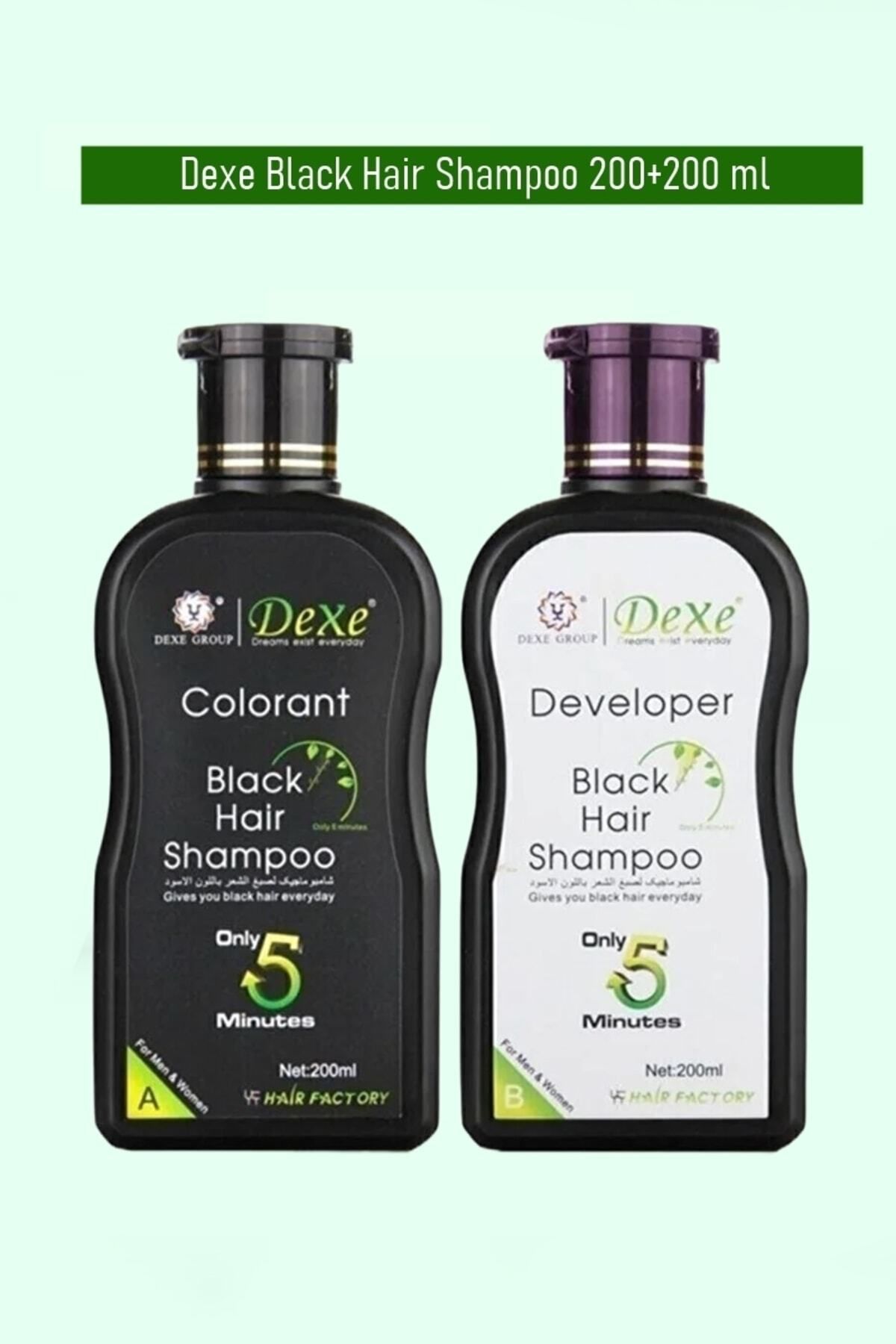 Dexe Saç Renklendirici Siyah Şampuan 200ml 200ml 2li Set