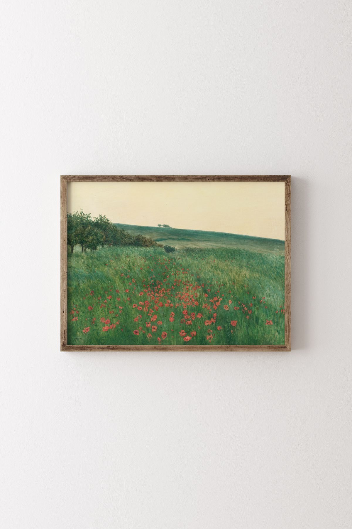 epiqart Kırmızı Gelincikler - Ahşap Desenli Çerçeve