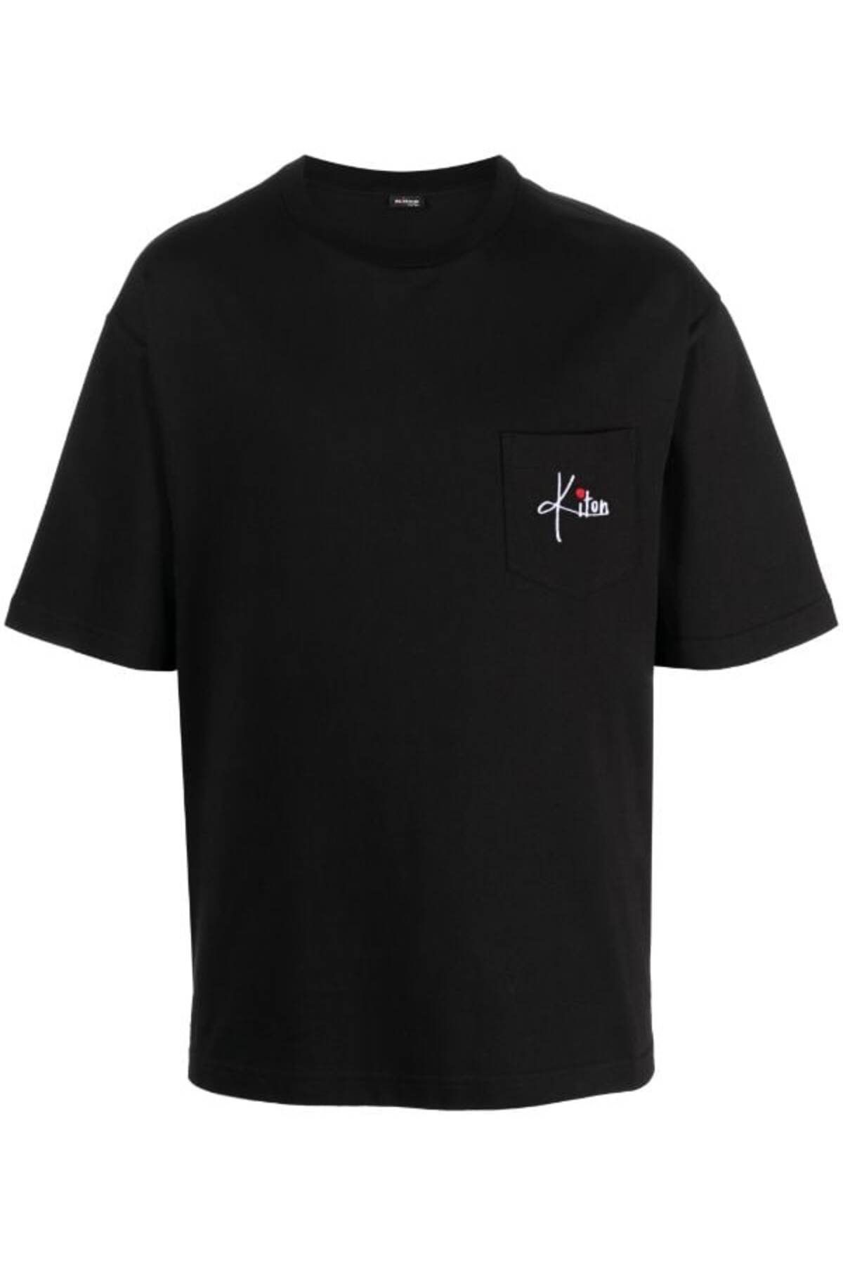 BrandsBoutique Kiton Logo Embroidered Regular Fit Siyah Tshirt