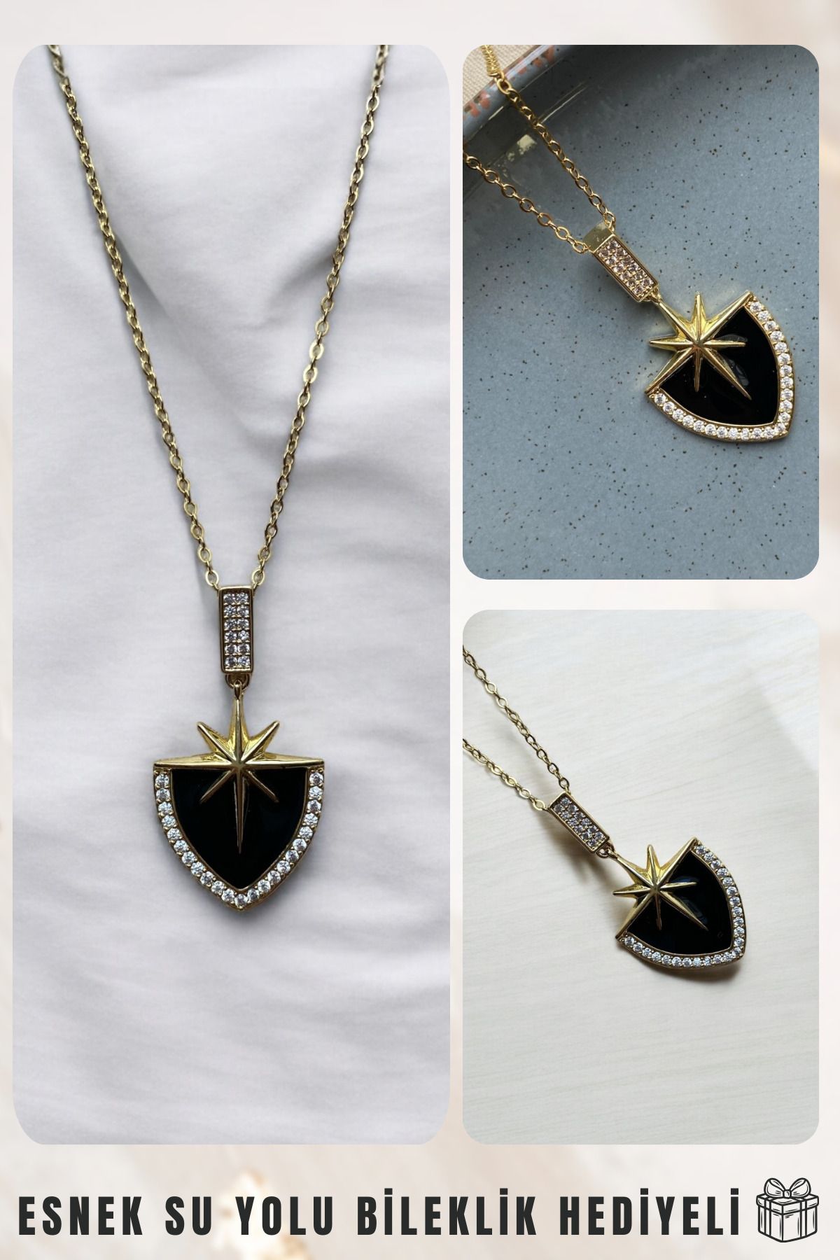 Welo Design Kuzey Yıldızı Gold Çelik Kolye (Çağla Şikel Kolyesi)