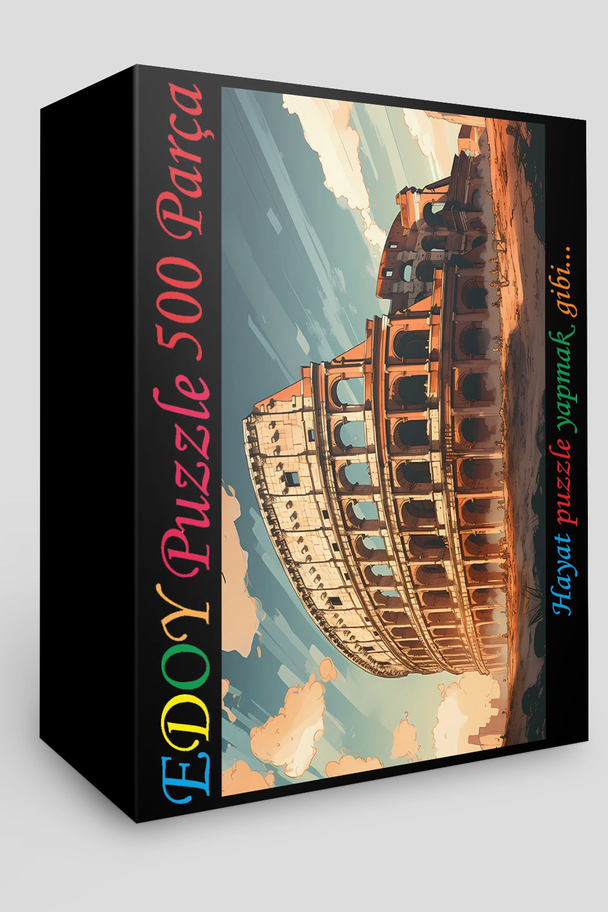 edoy 500 Parça Ahşap Puzzle Roma Colosseum Tablosu Ücretsiz Eksik Parça Destekli 34 cm x 48 cm
