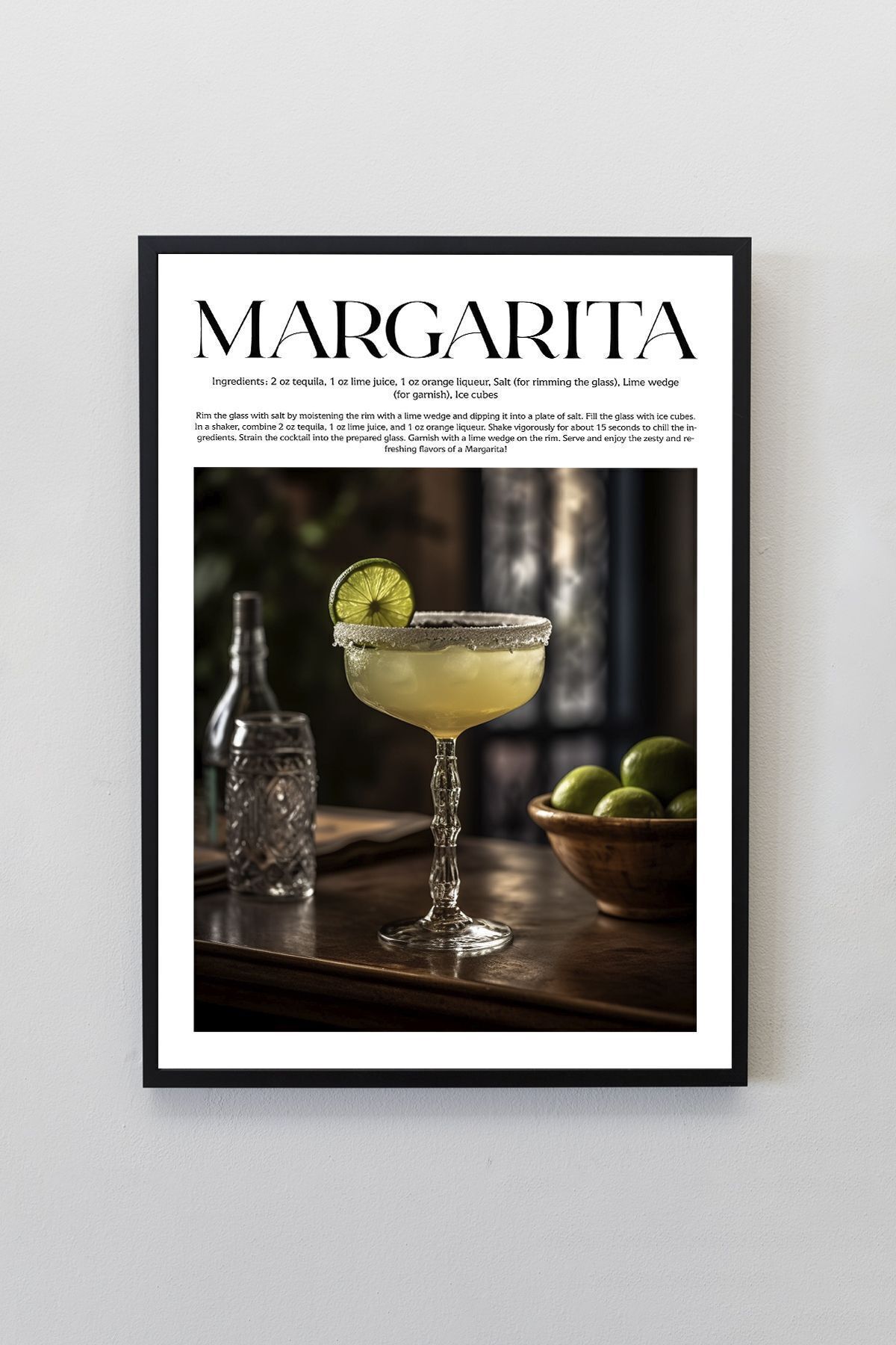 House Gorgeous Margarita Kokteyl Tarifleri Tasarımlı Çerçevesiz Poster