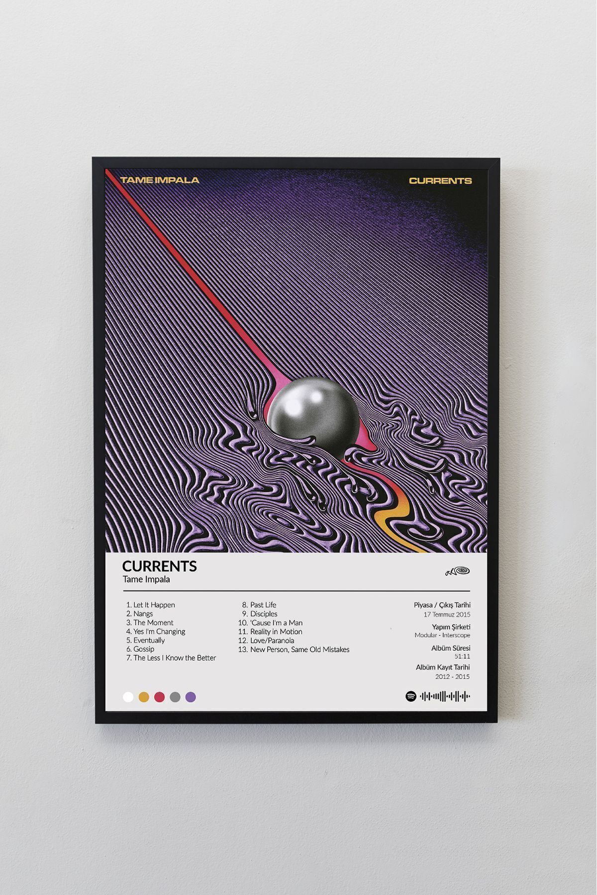House Gorgeous Tame Impala Currents Albümü Çerçevesiz Albüm Tasarımlı Spotify Poster