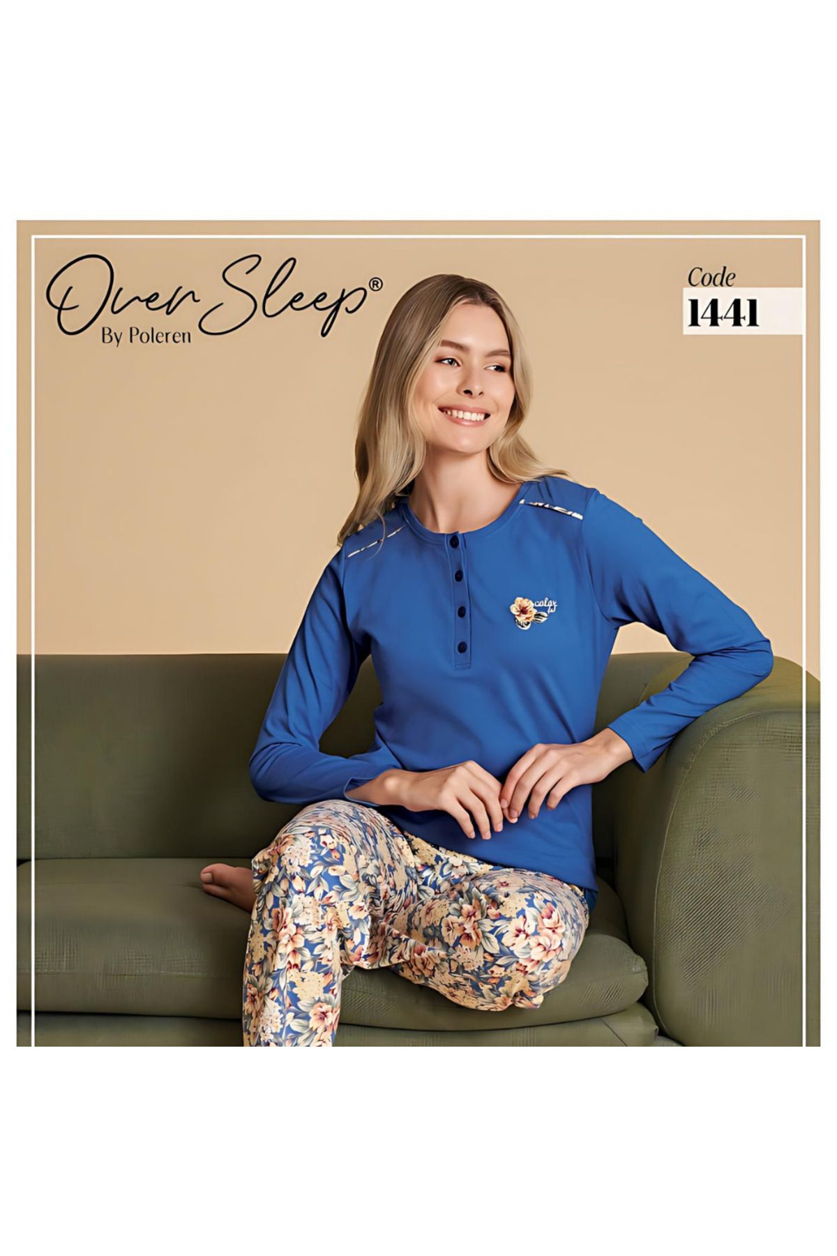Over Sleep by Poleren KADIN UZUN KOL PİJAMA TAKIMI