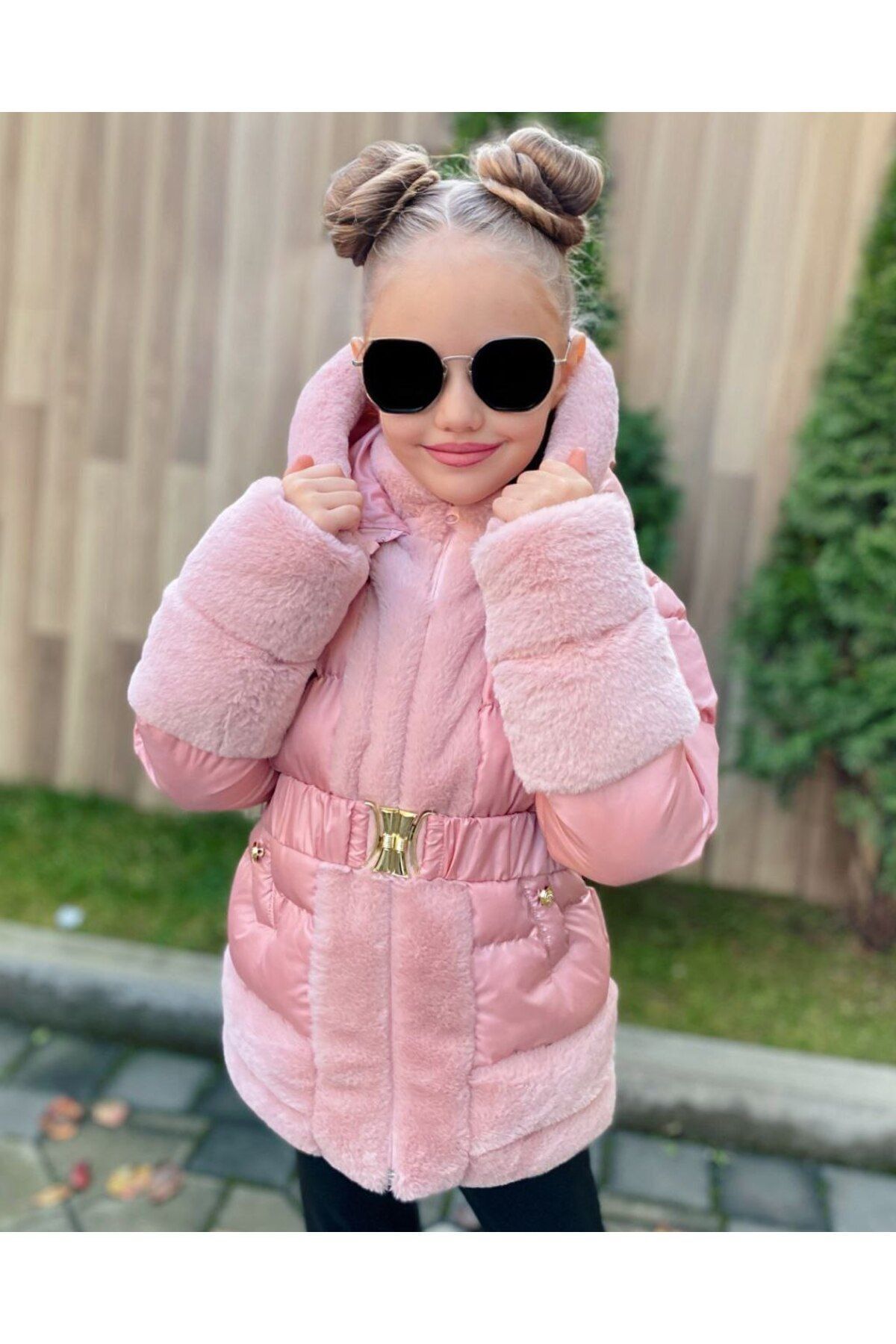 By Feyza Kids Collection Kürklü Şişme Mont Kız Çocuk